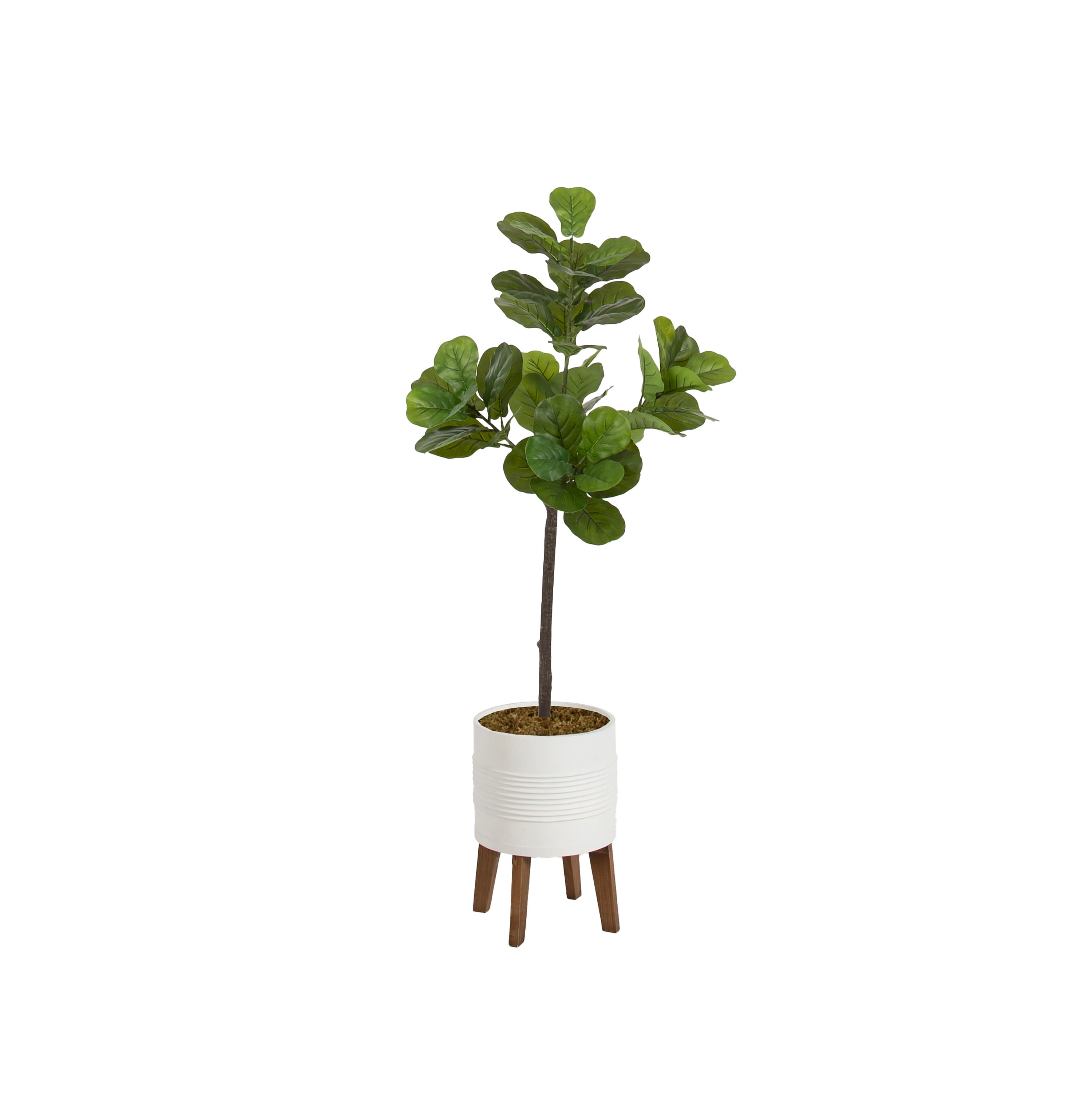 Kate and Laurel 4ft. Fidmont Faux Fiddle Fig Tree with Gavri Planter