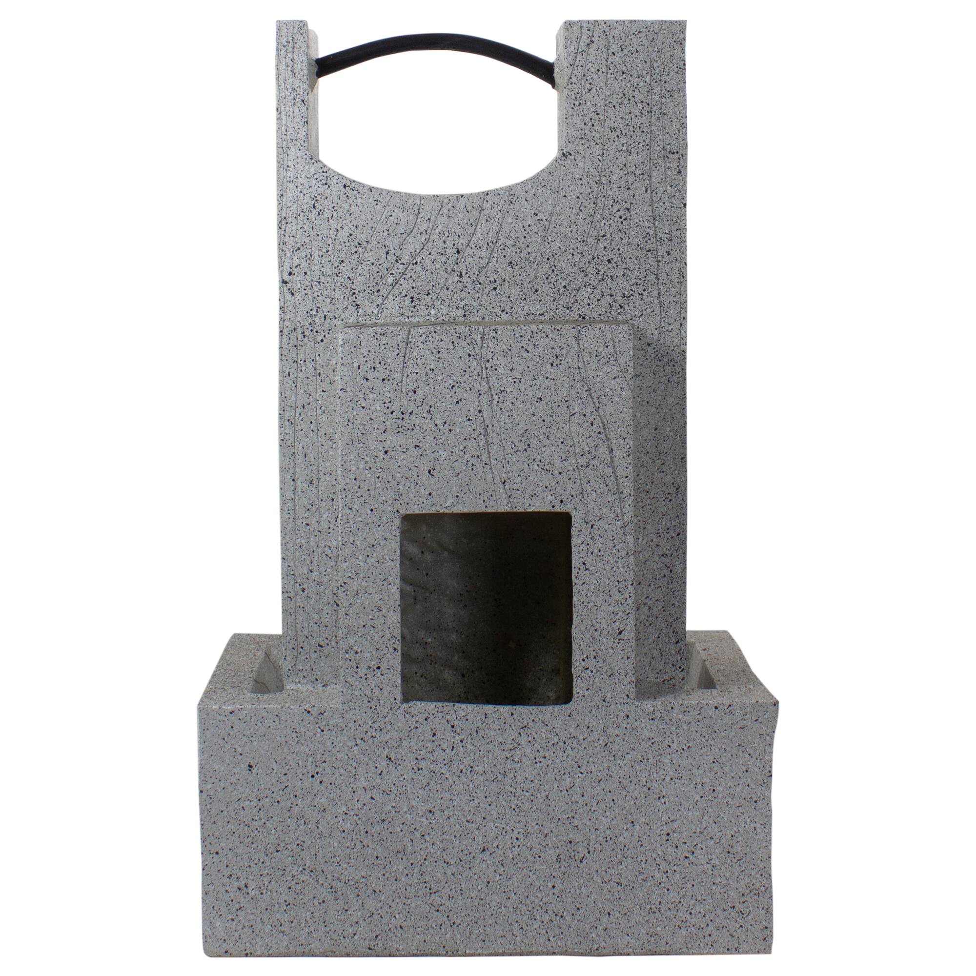 23" Gray Modern Style Rainfall Outdoor Water Fountain
