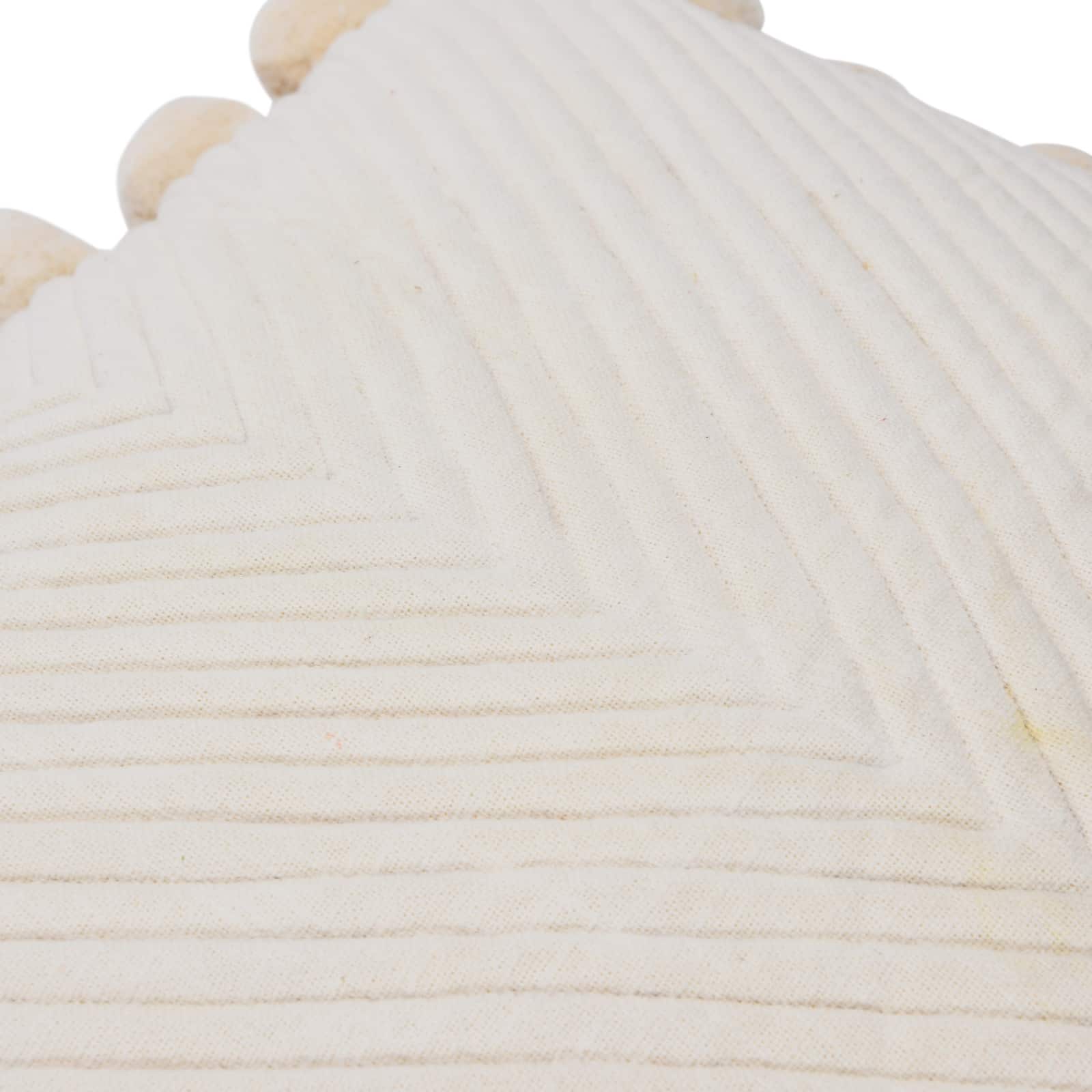 20'' Square Quilted Cotton Pillow Cover with Pom Pom Trim