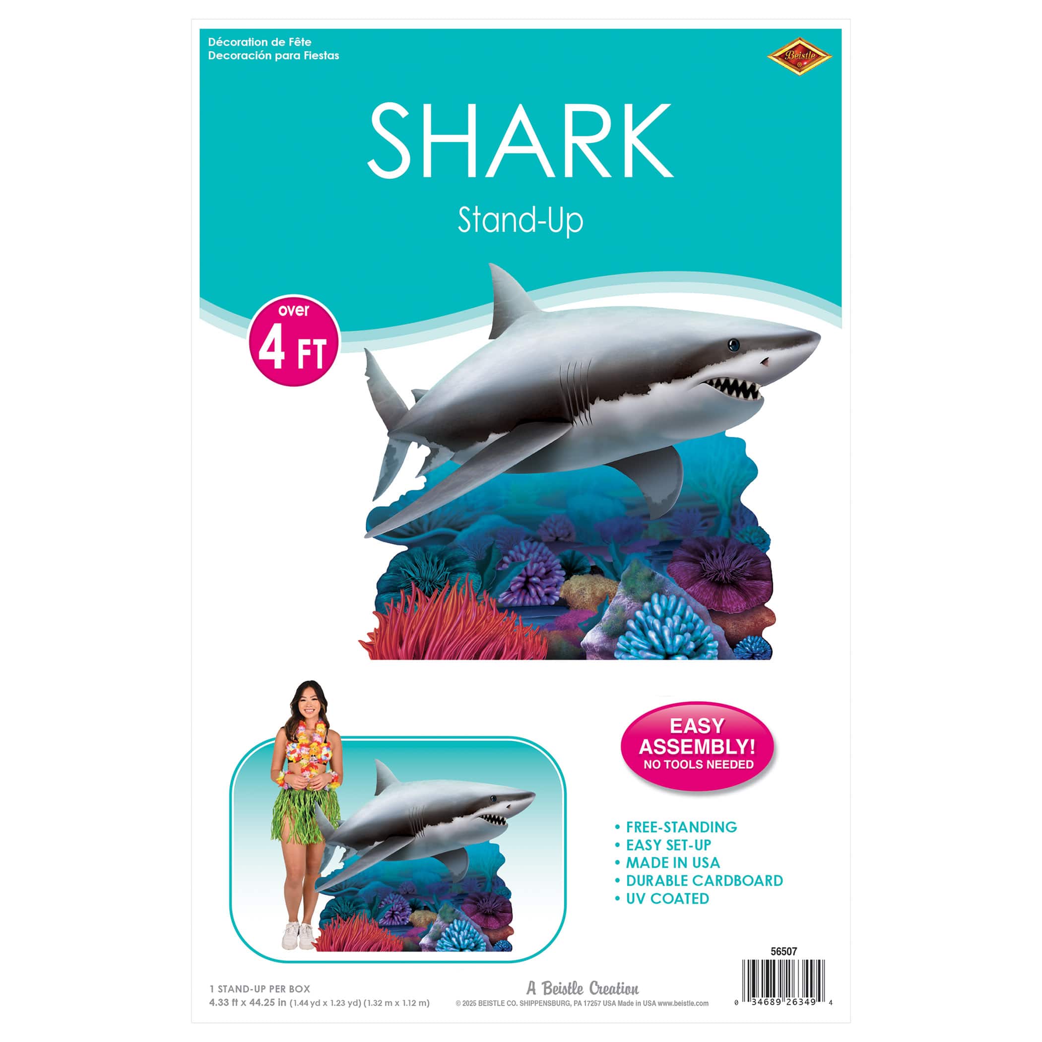Beistle 4.33ft. x 44.25" Shark Cardboard Stand Up
