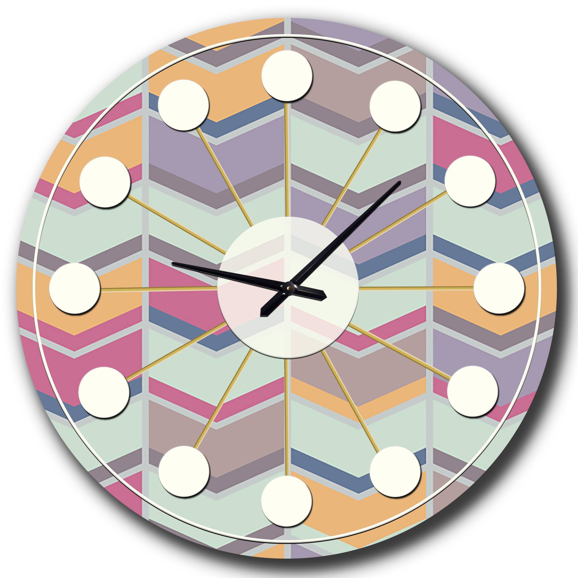 Designart Abstract Retro Geometrical Design X Mid-Century Modern Wall Clock