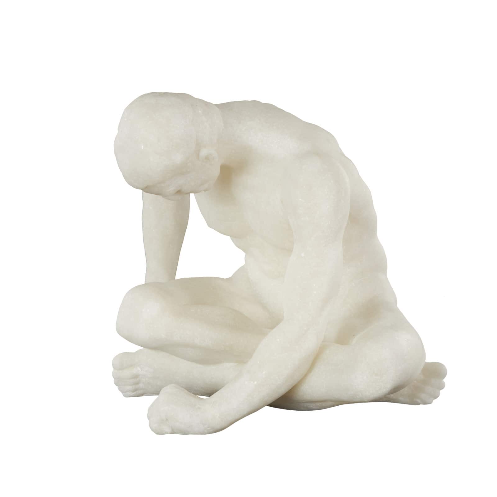 10" White Polystone Decorative Sitting Human Sculpture