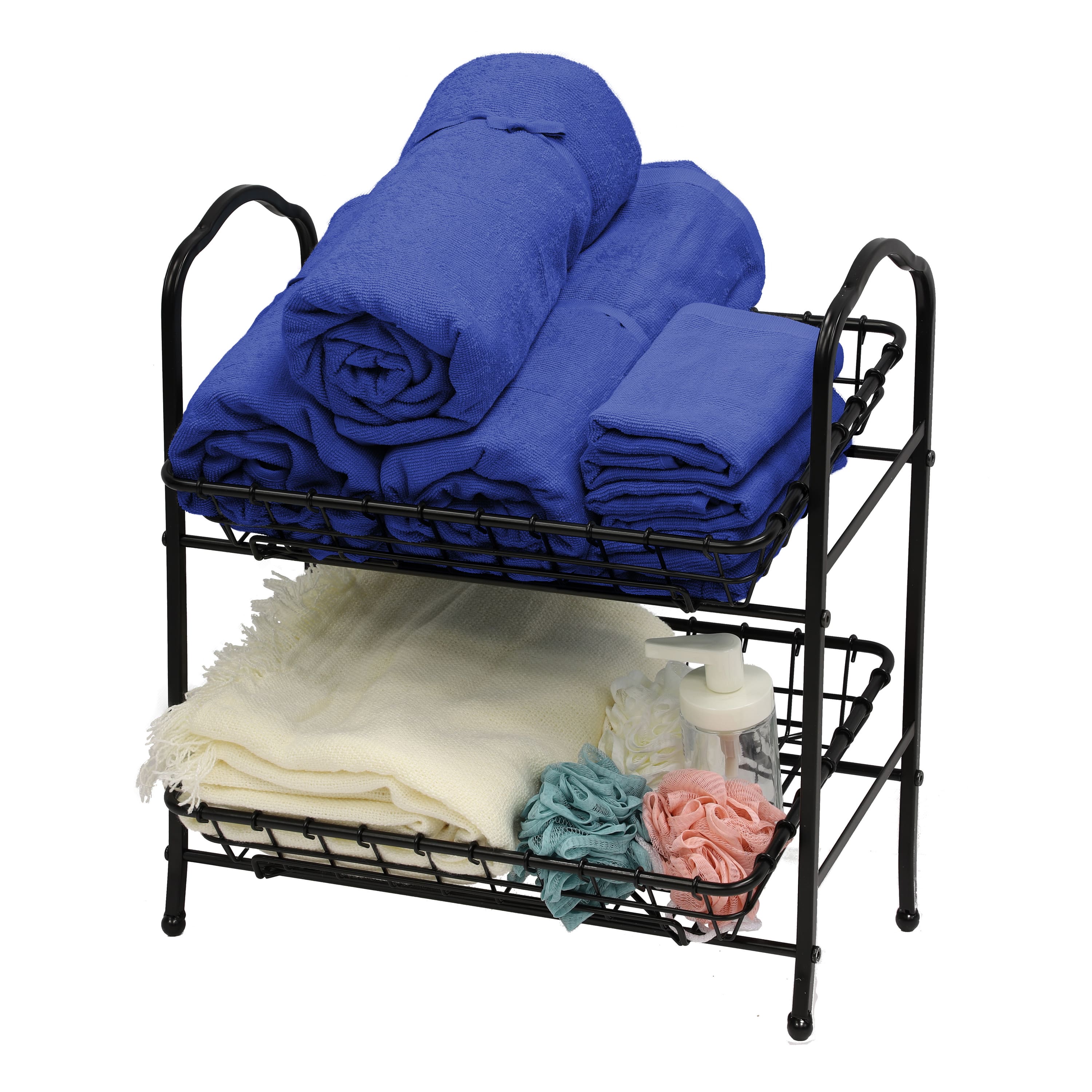 6 Pack: 19" Black 2-Tier Metal Removable Basket Organizer