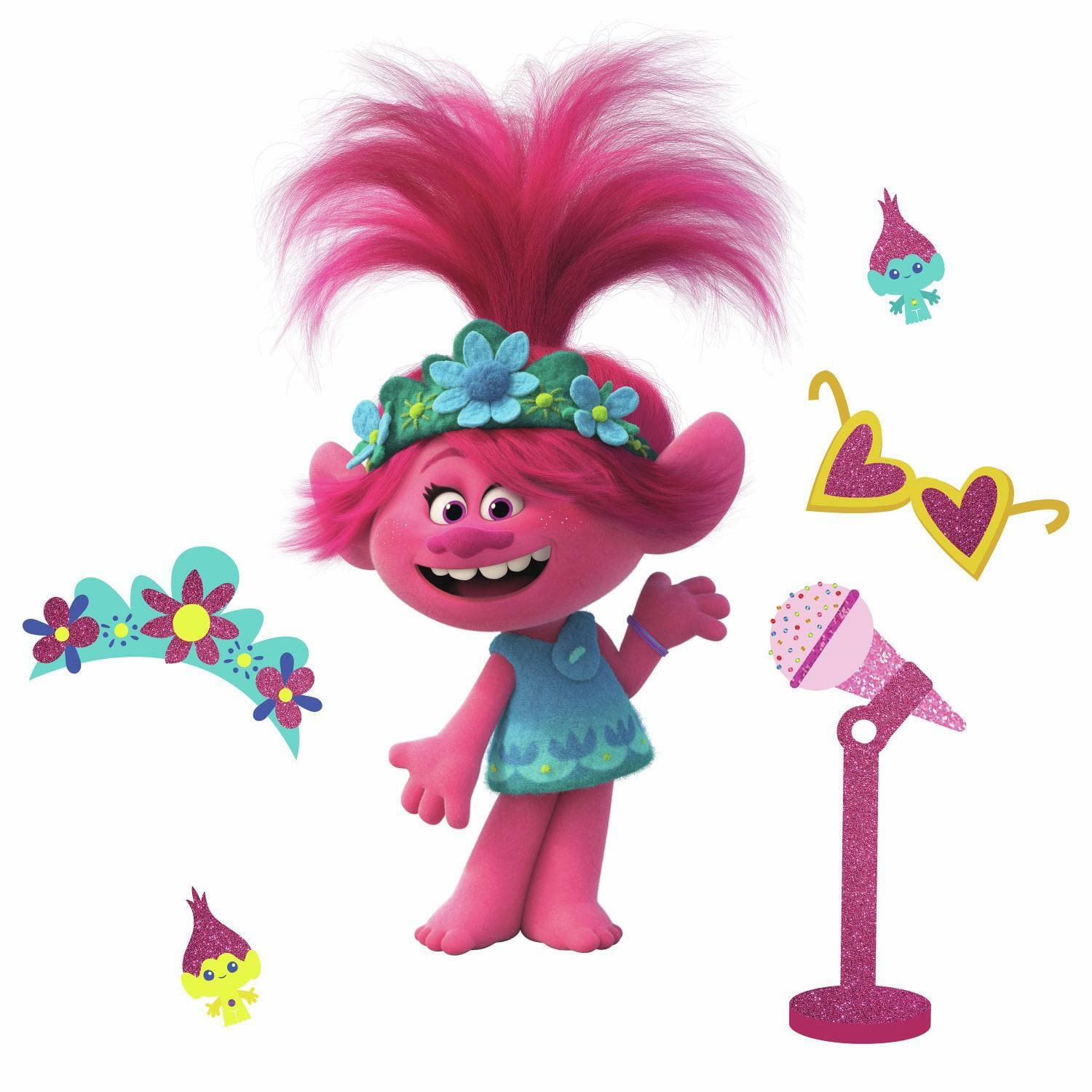 RoomMates Trolls World Tour Poppy Glitter Peel & Stick Giant Decals
