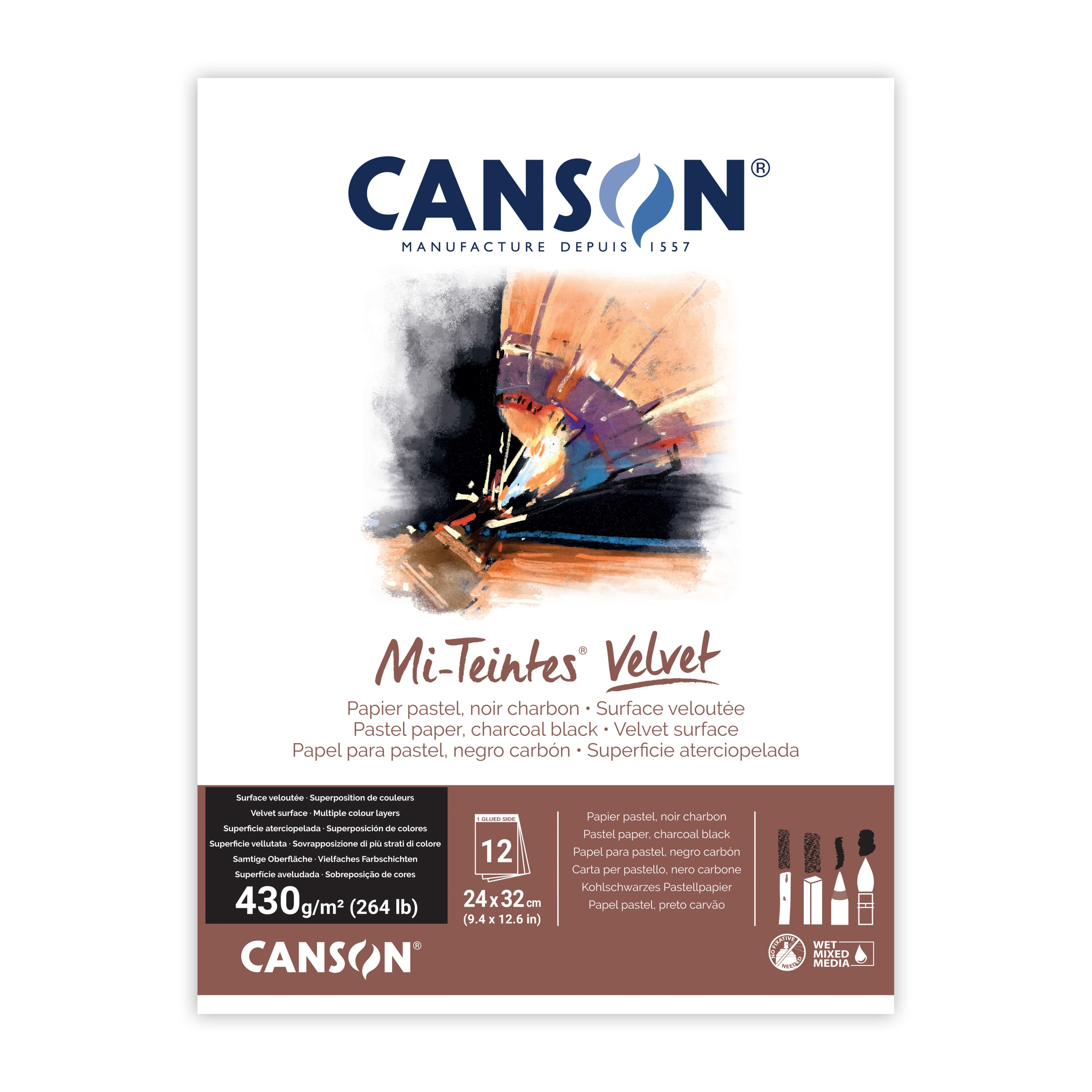 Canson® 9.4" x 12.6" Mi-Teintes® Velvet Charcoal Black Pastel Paper Pad
