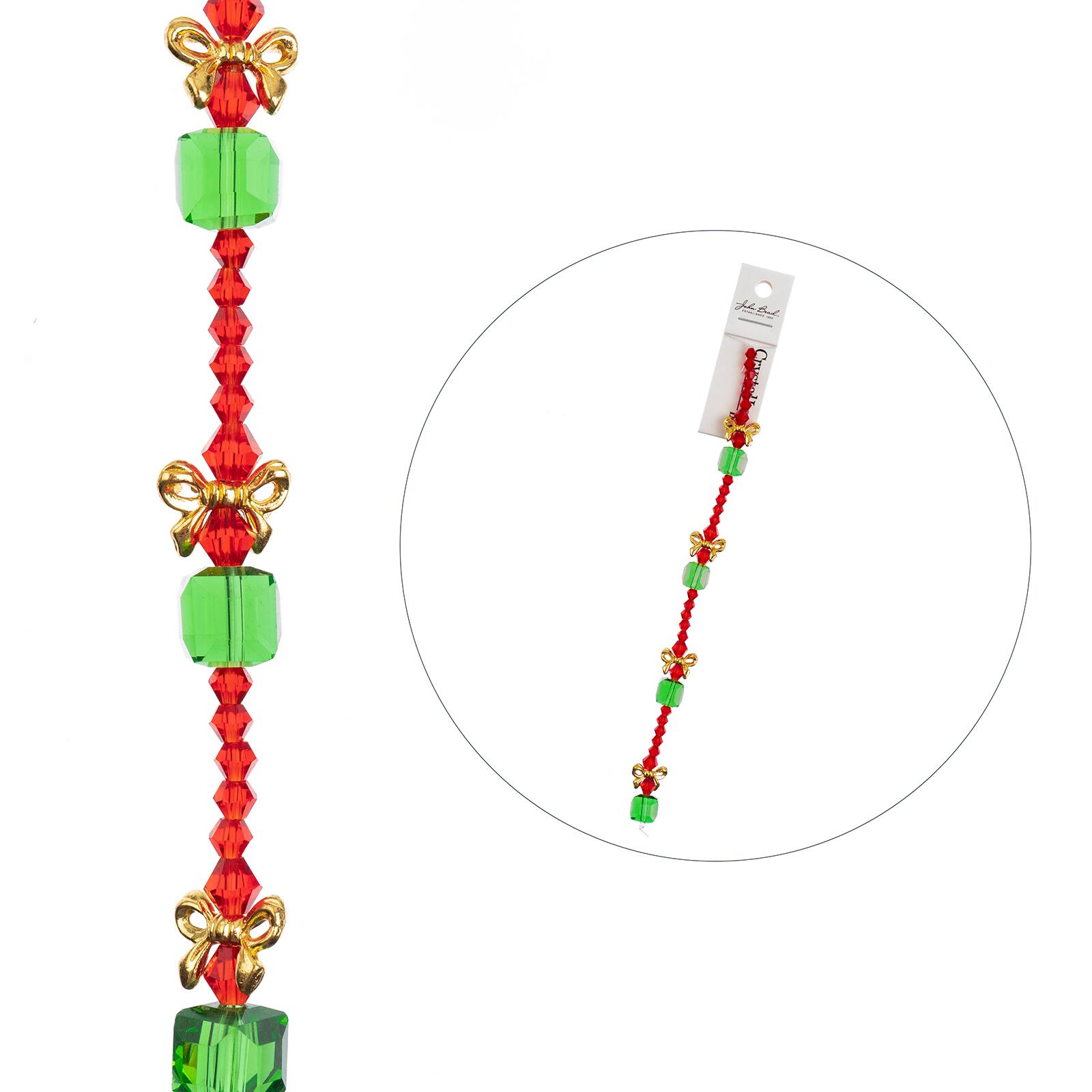 Crystal Lane DIY 7" Glass & Metal Present Stack Designer Holiday Christmas Bead Strand