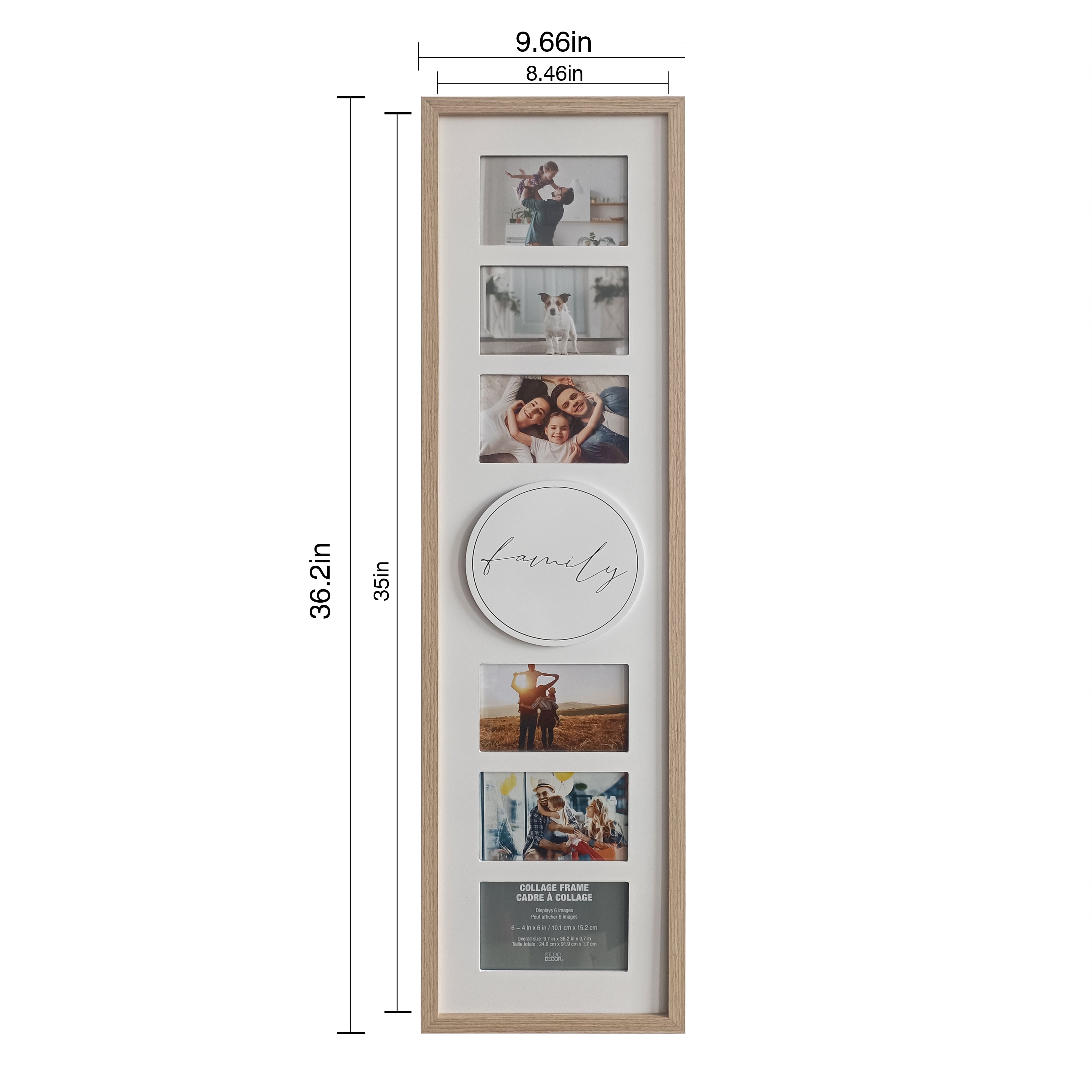 6 Opening 4" x 6" Natural Woodgrain Family Collage Frame with Mat by Studio Décor®