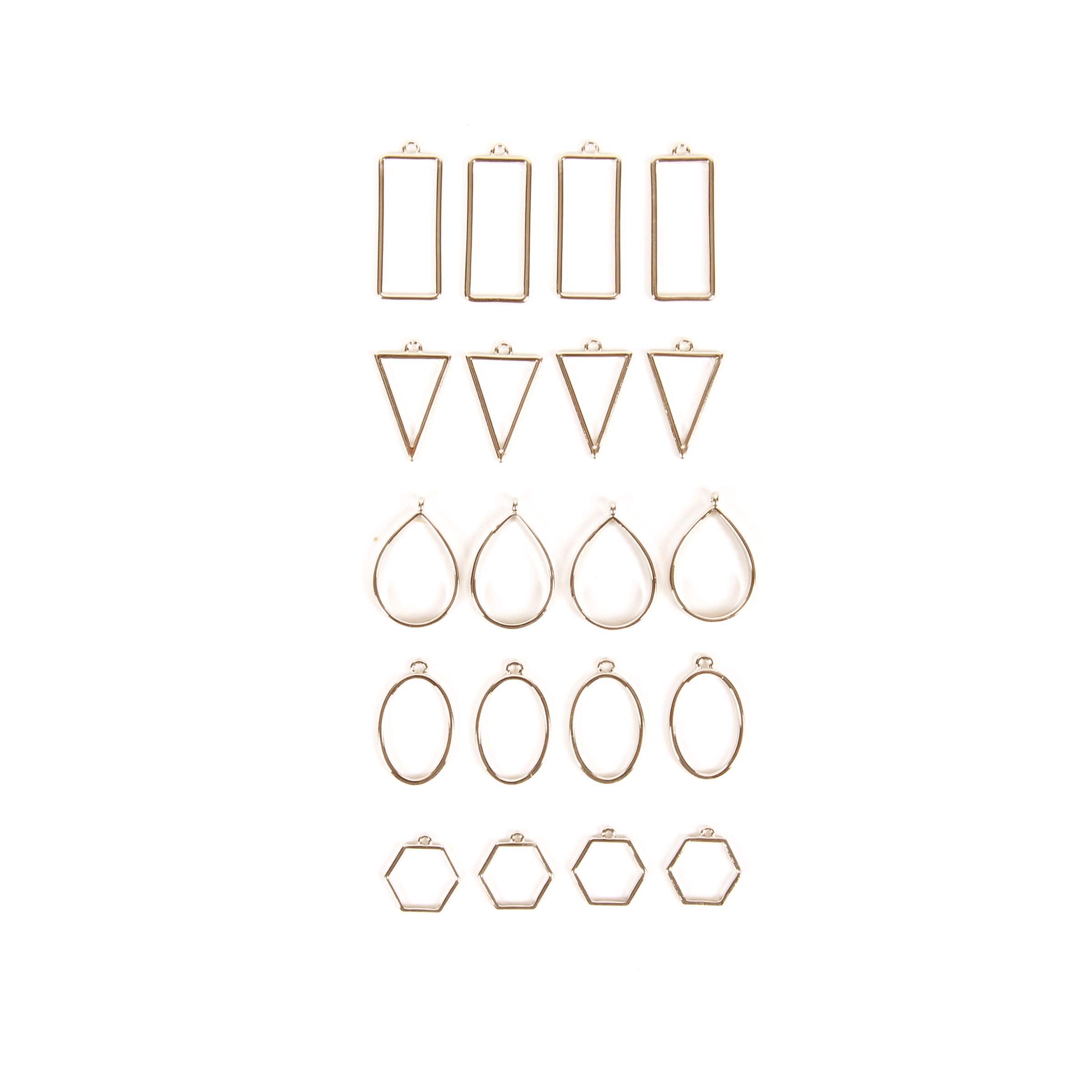 6 Pack: Blue Moon Studio™ UV Resin Craft Gold Simple Shapes Fillable Metal Charm Set