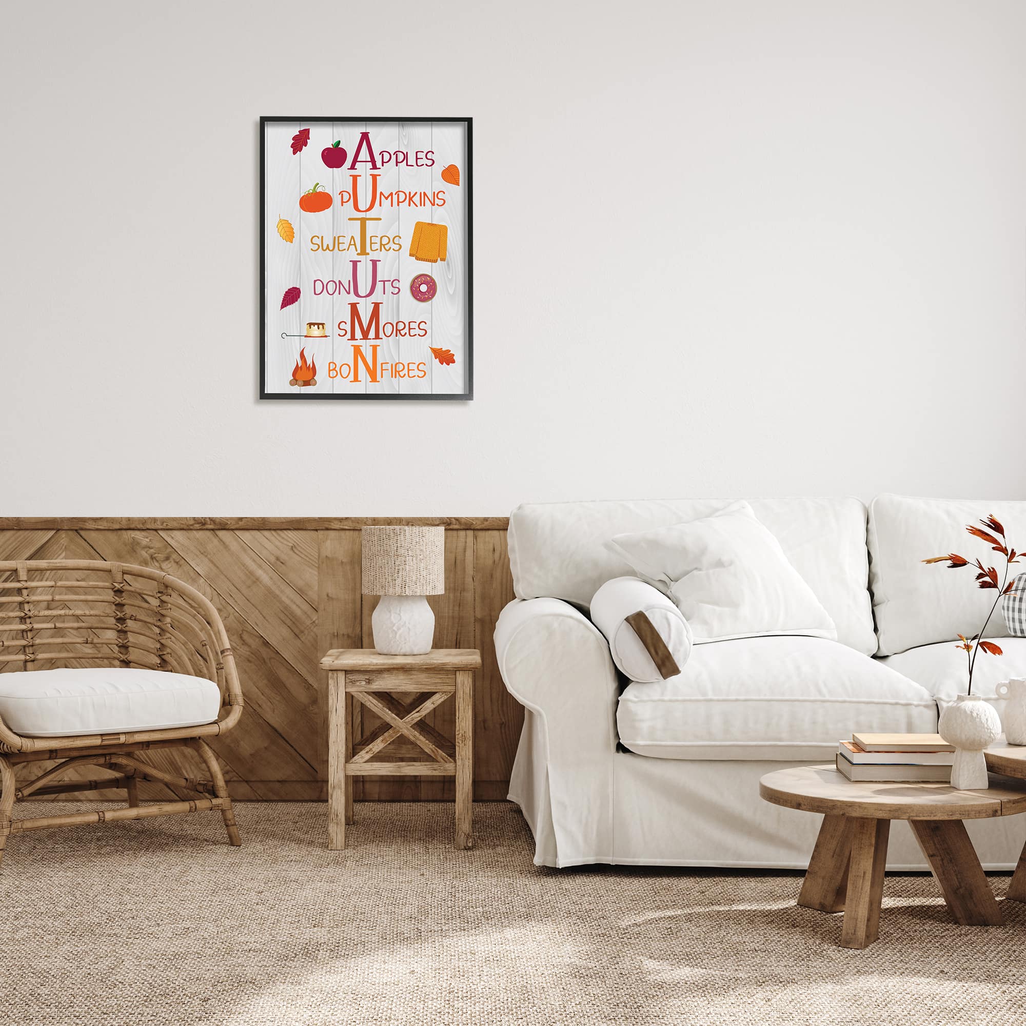 Stupell Industries Autumn Letters Seasonal Words Framed Giclee Art