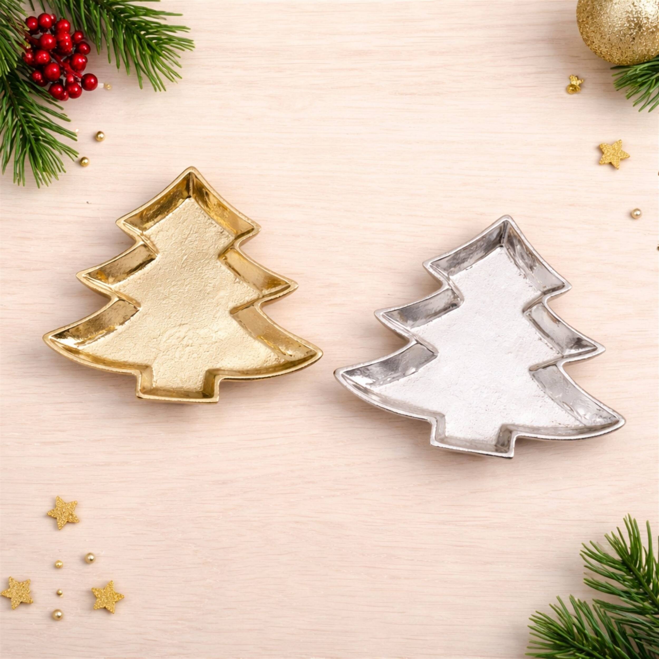 Melrose Metal Pine Tree Trinket Tray Set
