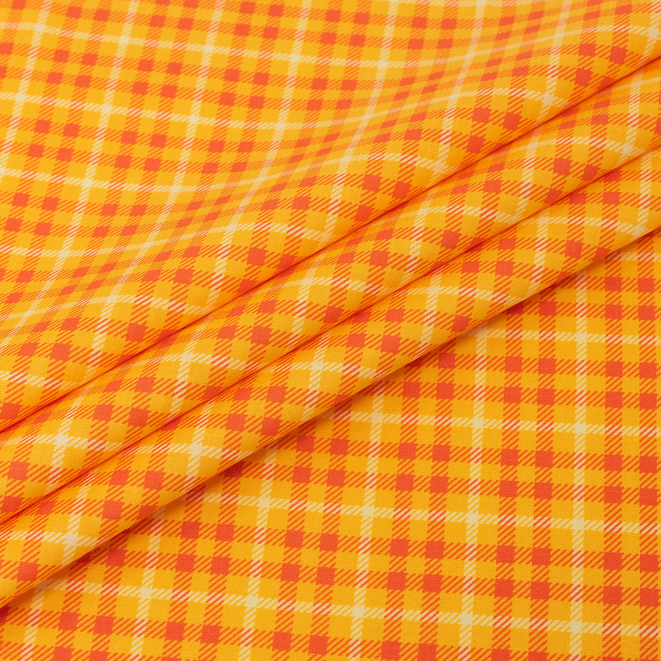 SINGER Orange Tonal Plaid Print Cotton Fabric