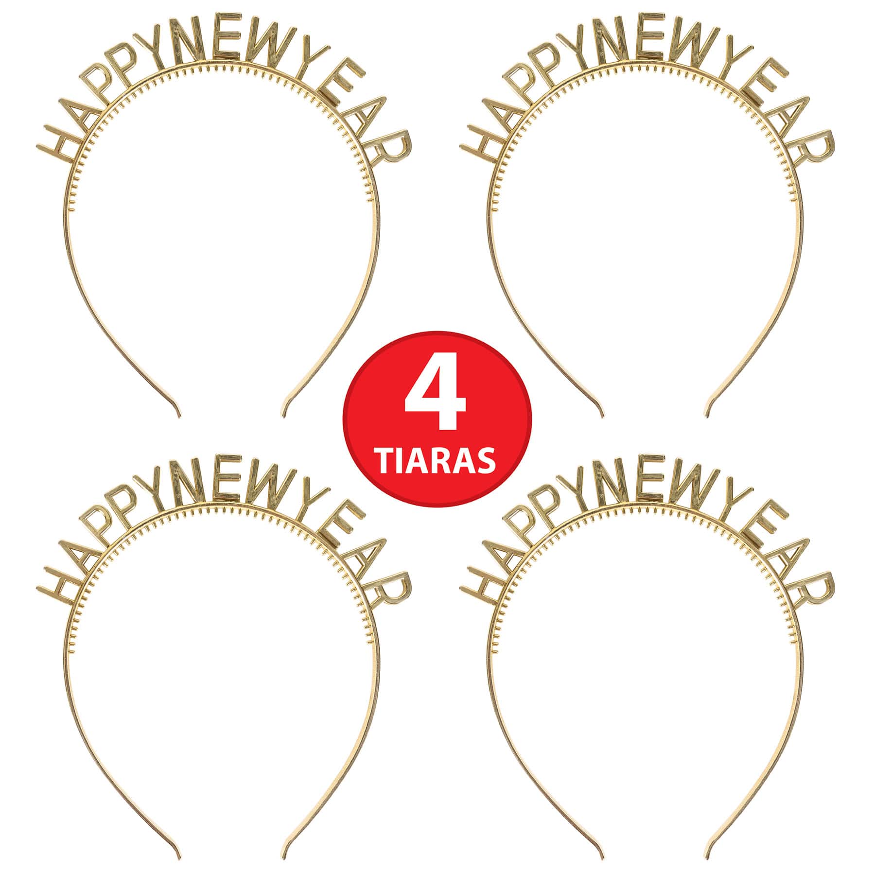 Beistle Gold Happy New Year Headbands, 4ct.