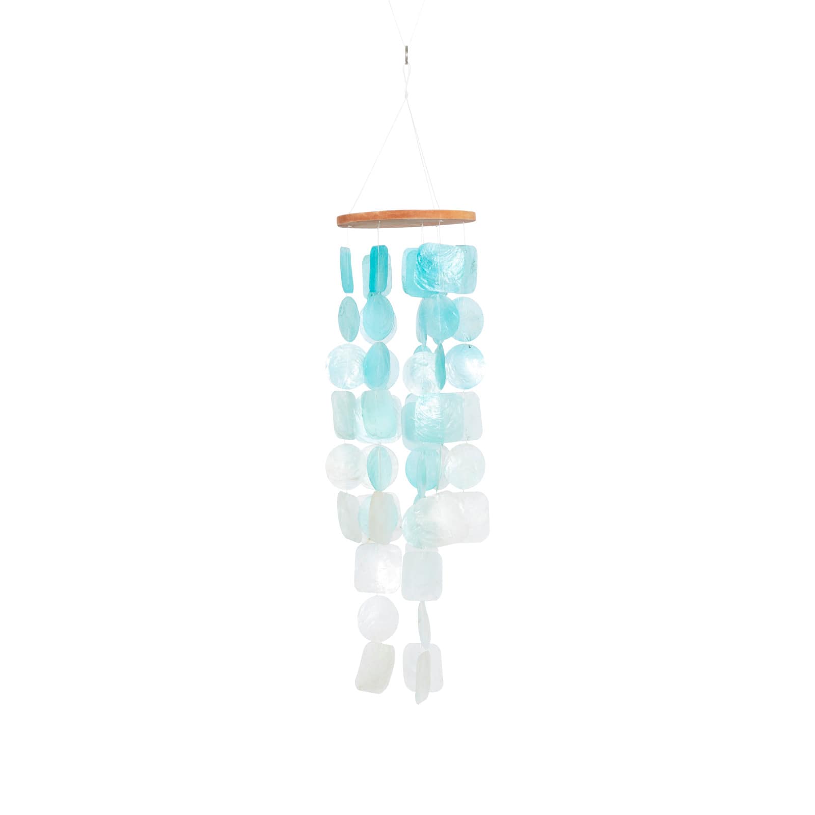 Blue Capiz shell Coastal Windchime, 24"