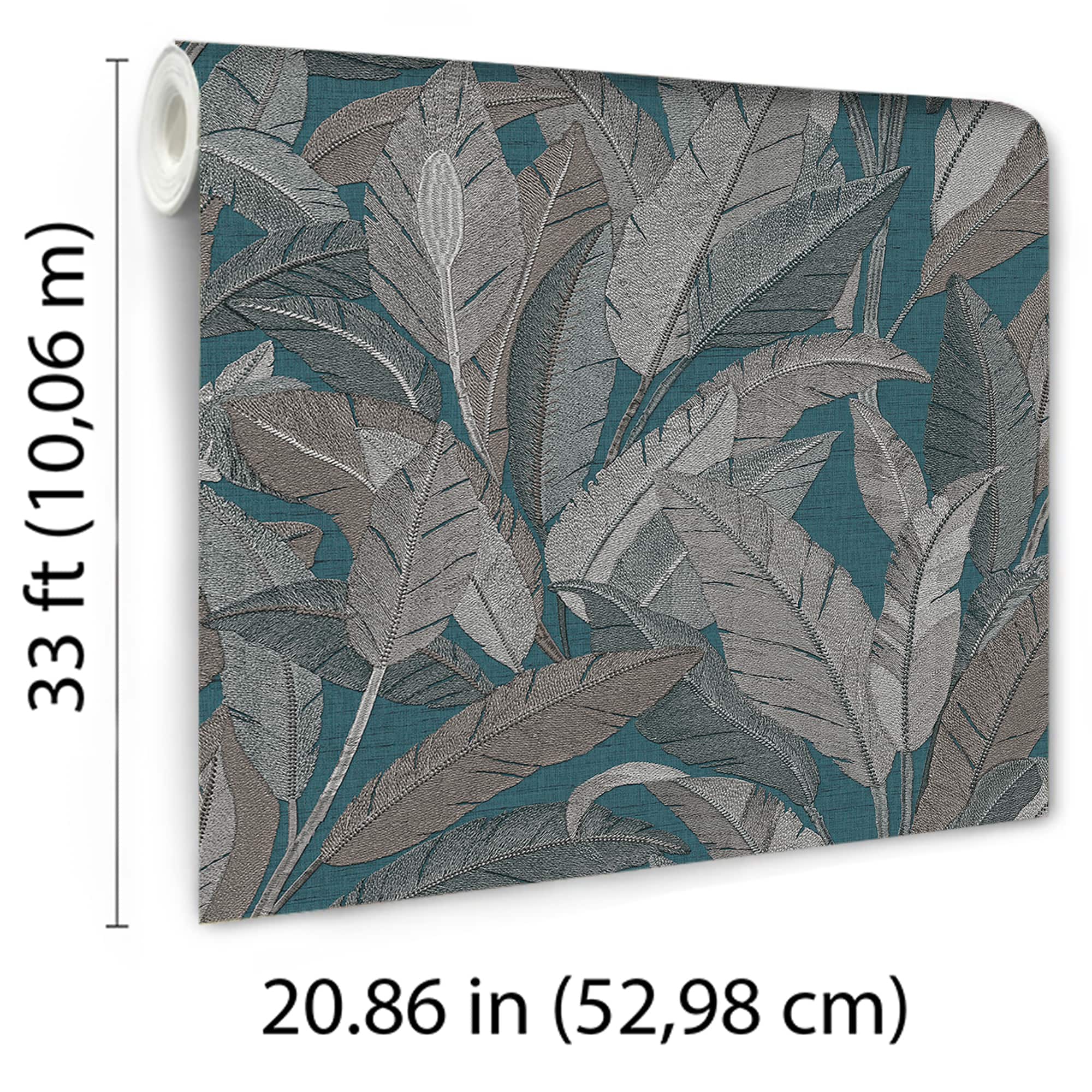 Designs Direct Embroidered Tropical Foliage Wallpaper