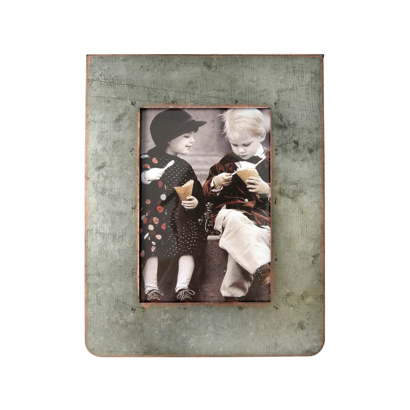 Hello Honey® Galvanized 2-Sided Vertical 3" x 5" Standing Picture Frame