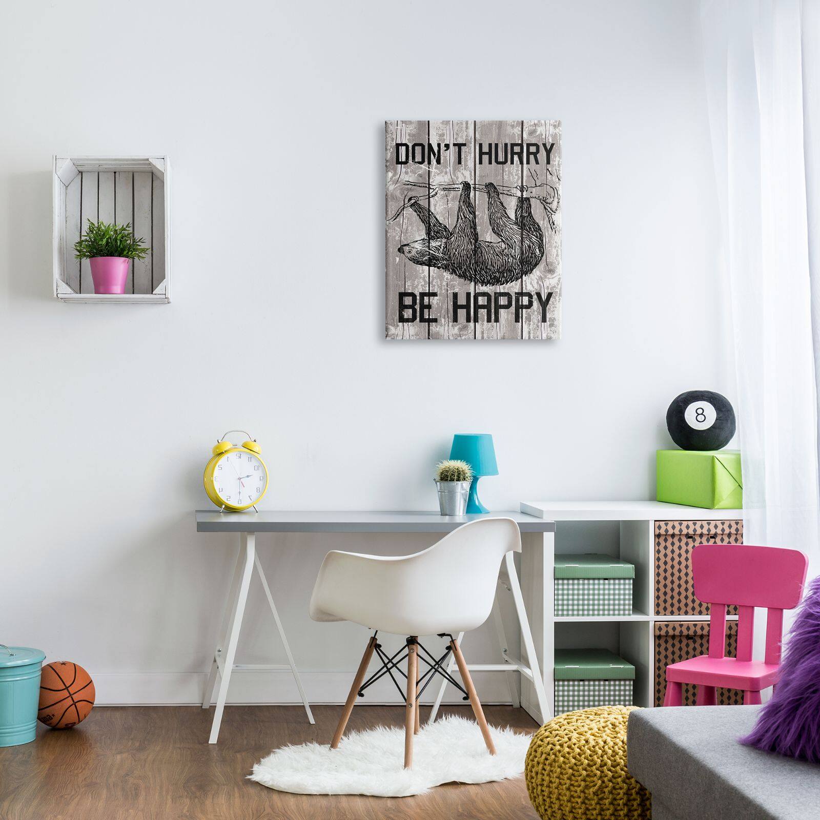 Stupell Industries Don't Hurry Funny Word Sloth Animal Textured Design Canvas Wall Art
