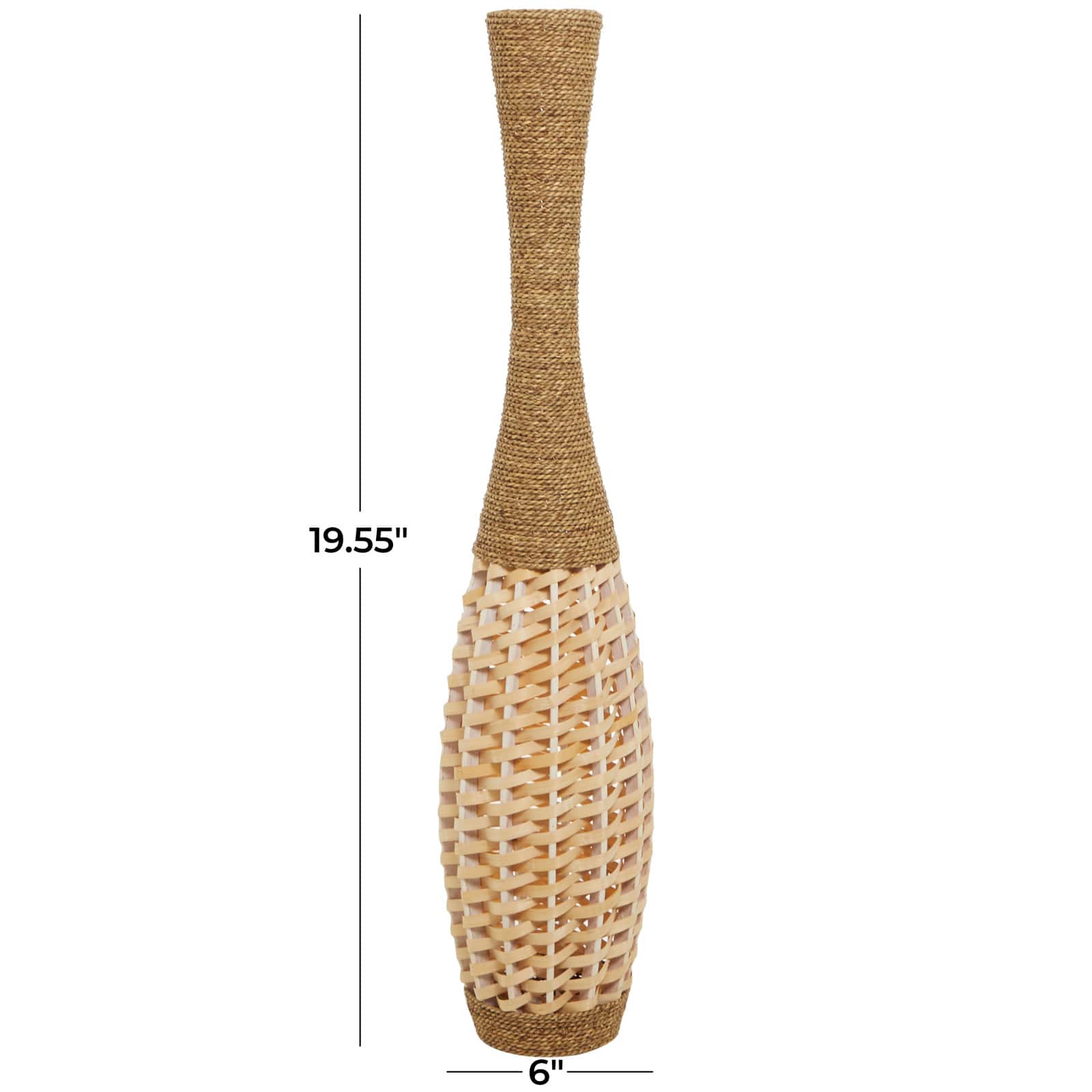 Brown Seagrass Handmade Thin Woven Floor Vase