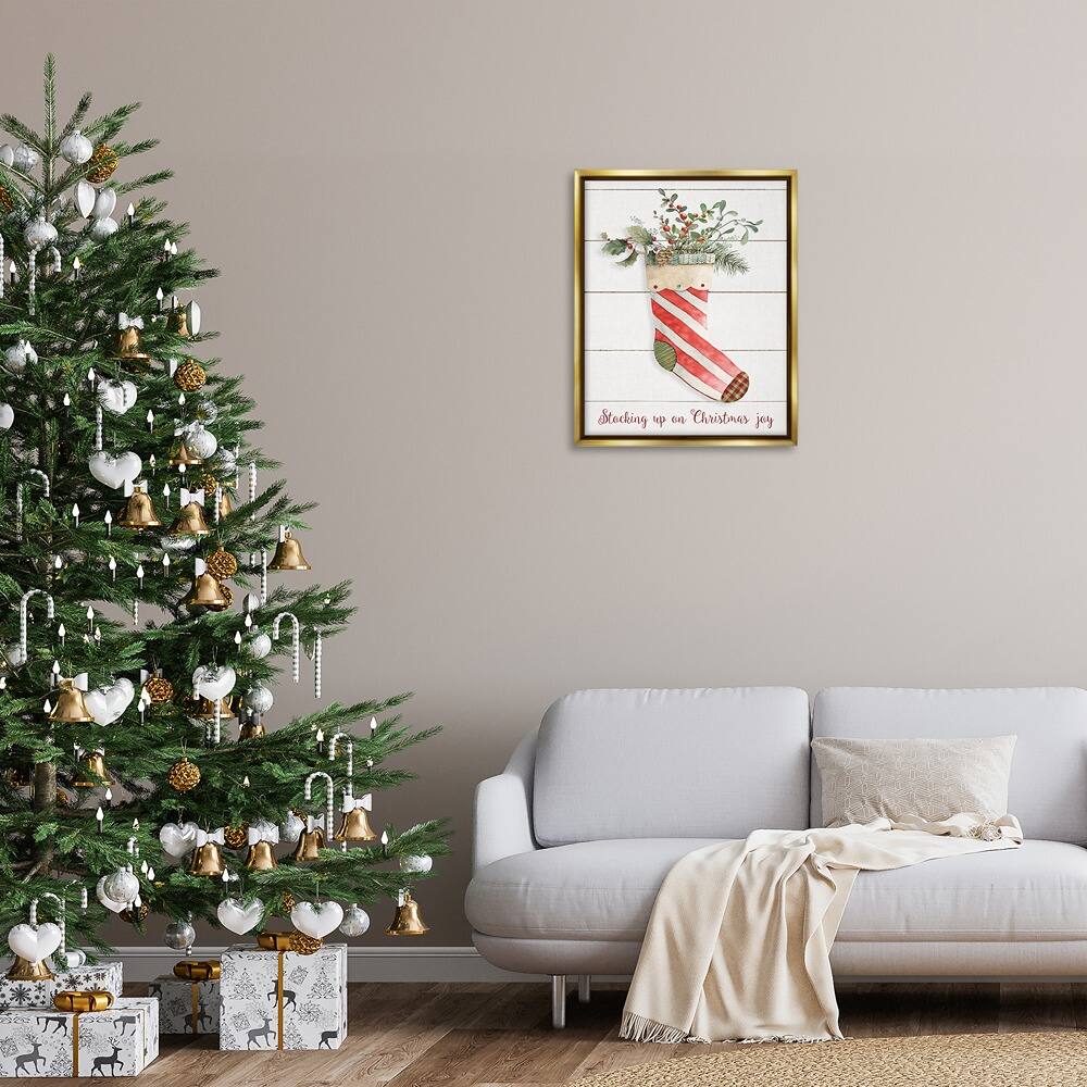 Stupell Industries Stocking Up on Christmas Floating Frame Wall Art