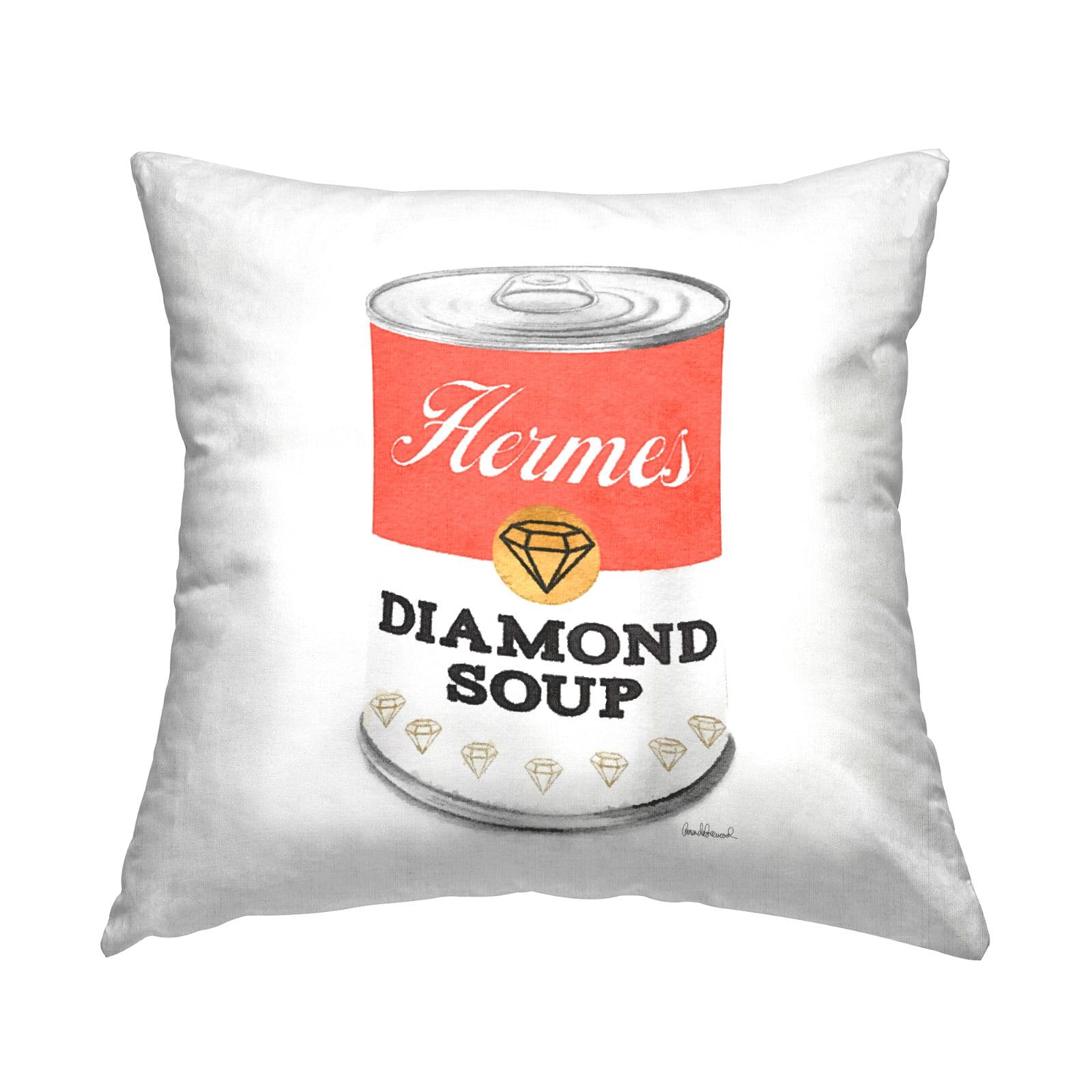 Stupell Industries Glam Pop Condensed Soup Can Red Fashion Designer Throw Pillow 18" x 18"