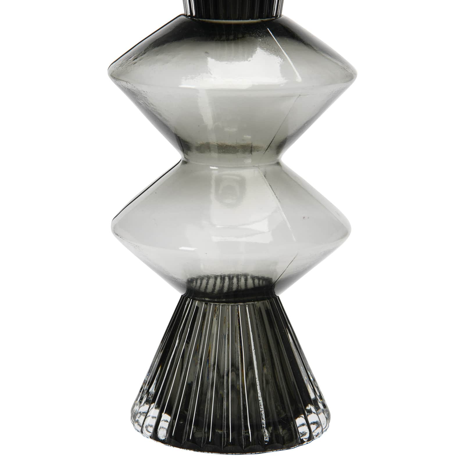 Hello Honey® 10" Clear & Gray Fluted Glass Vase
