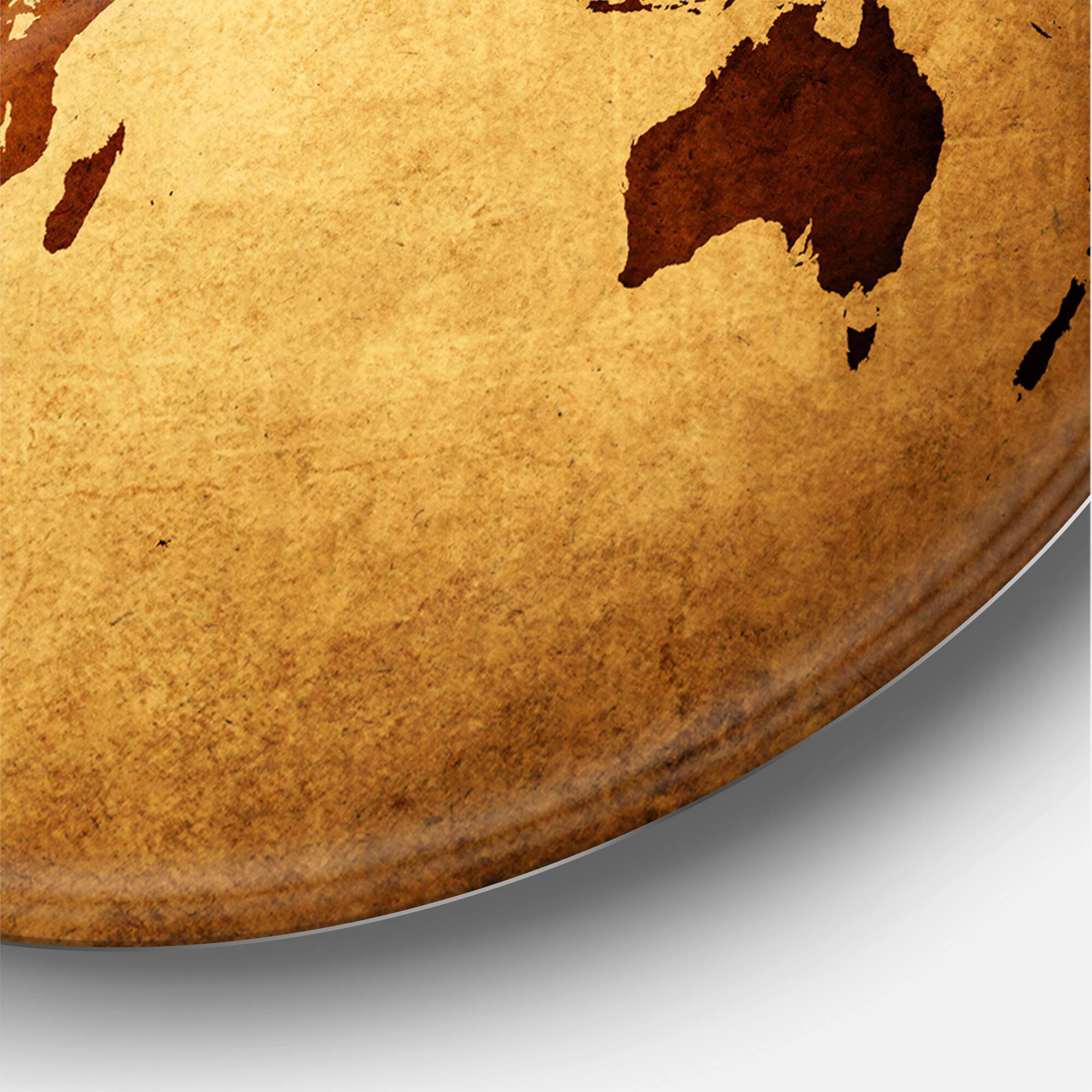 Designart - Ancient Map of The World VI - Vintage Metal Circle Wall Art