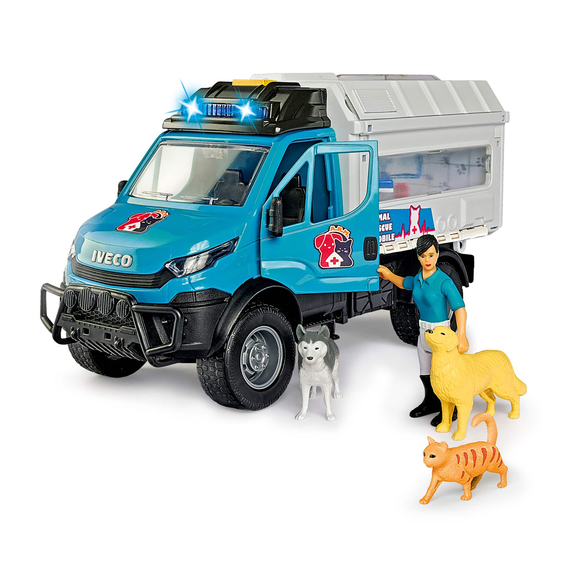 Dickie Toys Light & Sound Iveco Animal Rescue Playset