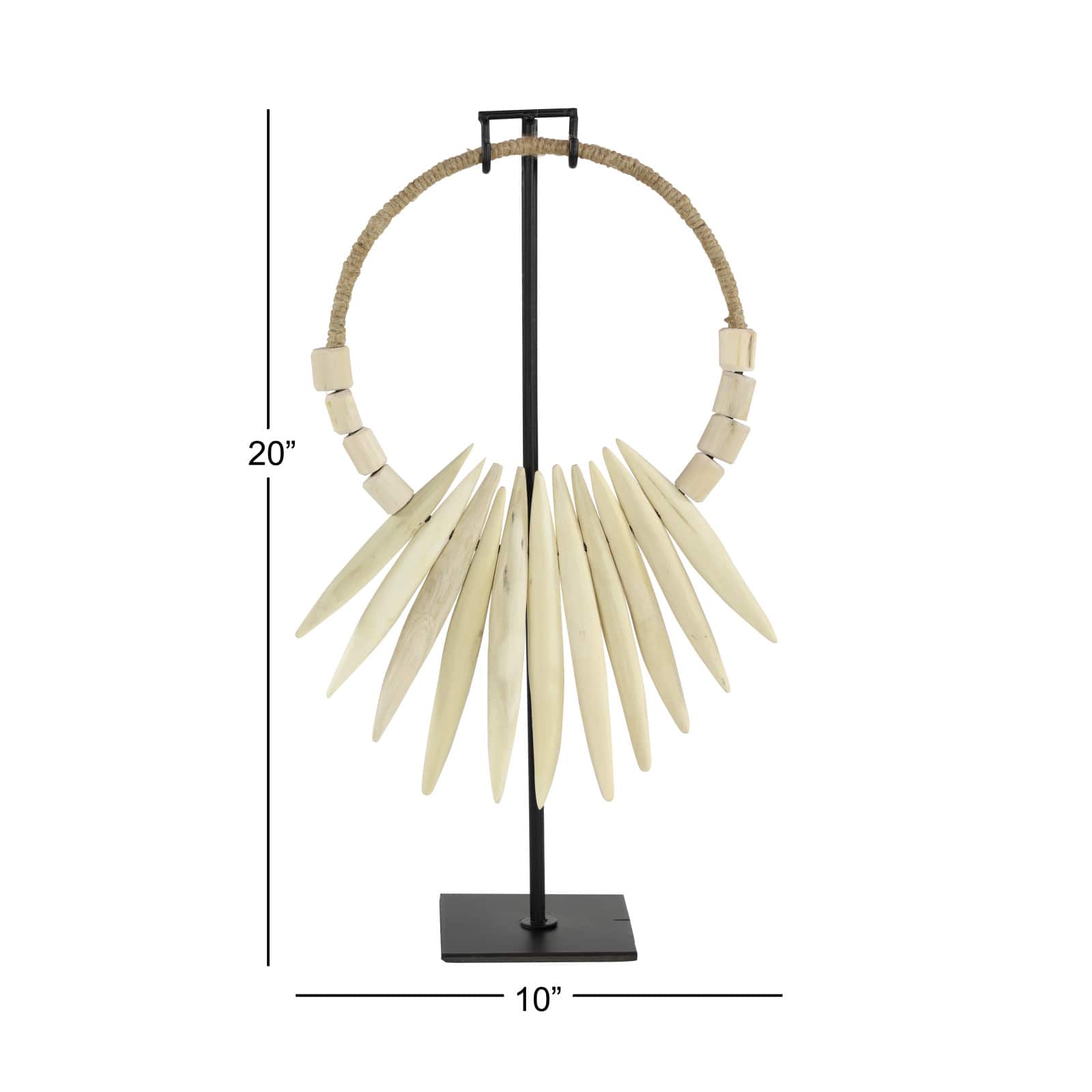 20" White Teak Wood Natural Necklace Sculpture