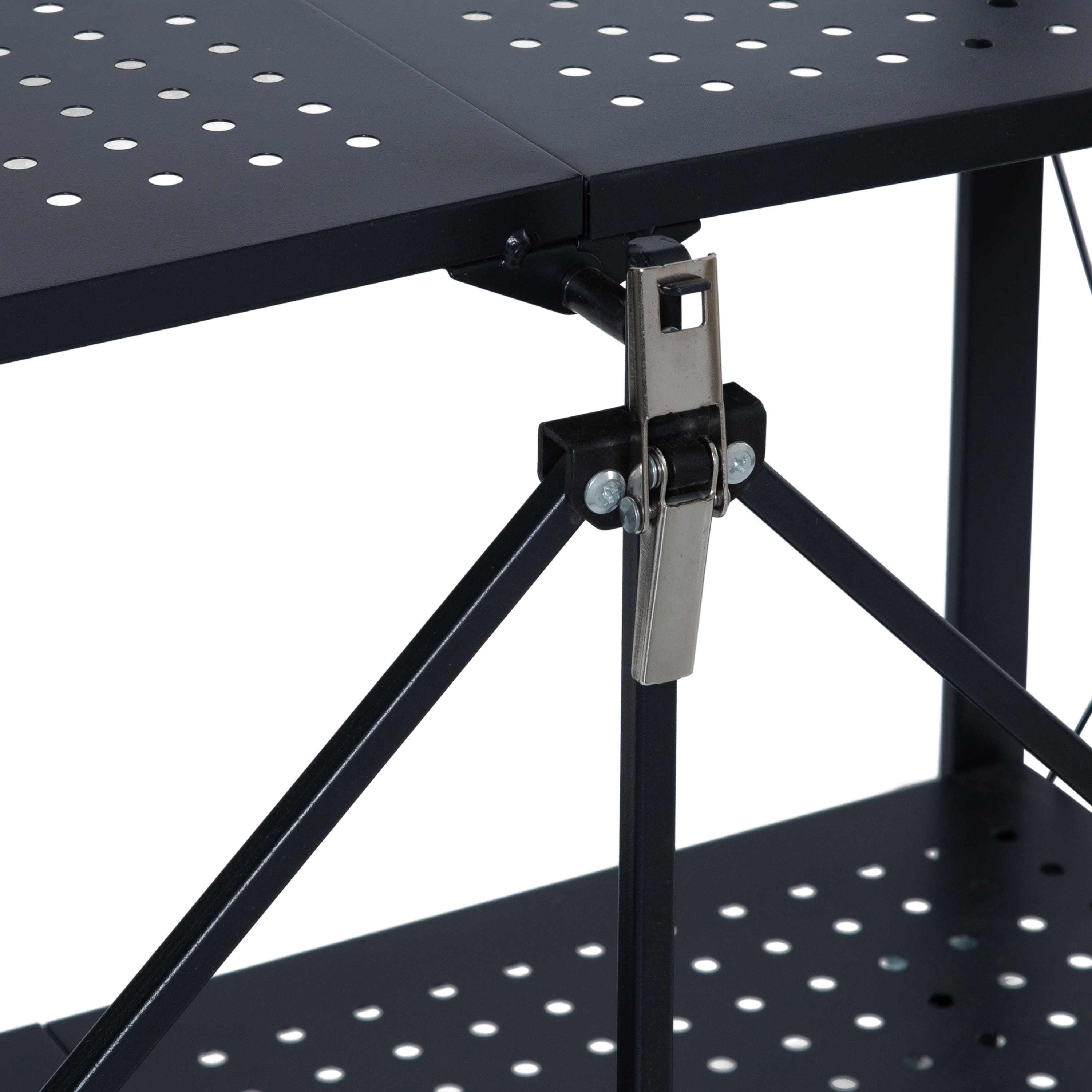 Organize It All Black 4-Tier Foldable Metal Rack with Wheels