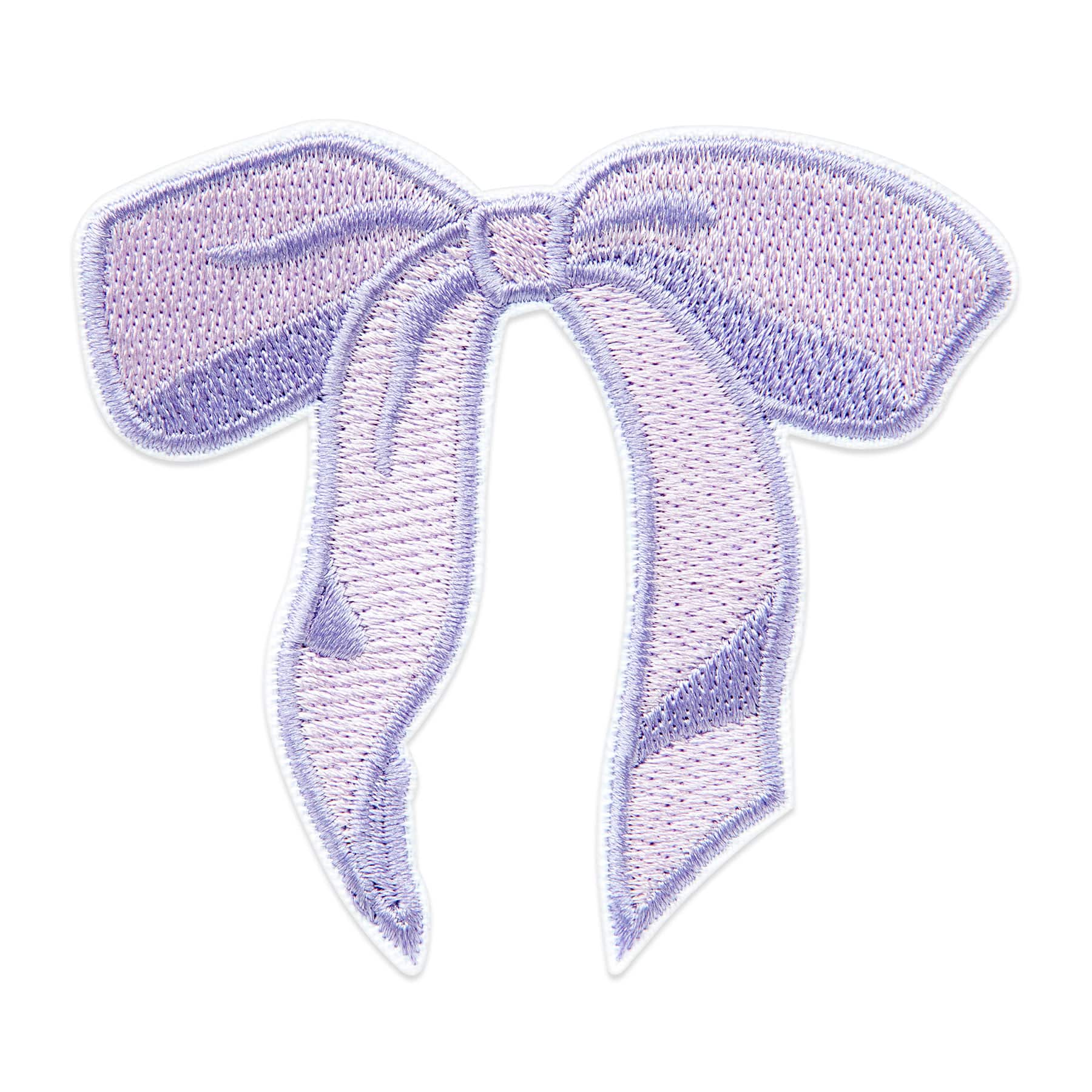 Lavender Embroidered Bow Iron-On & Adhesive Patch by Make Market®