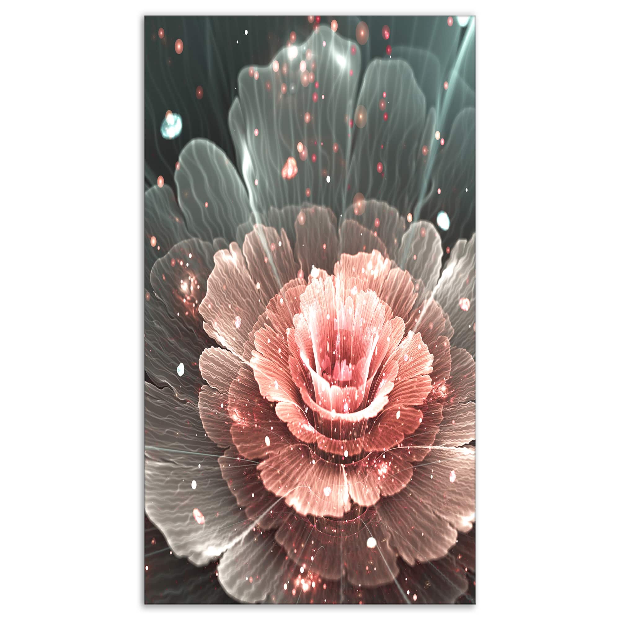Designart - Abstract Fractal Pink Gray Flower - Floral Art Canvas Print