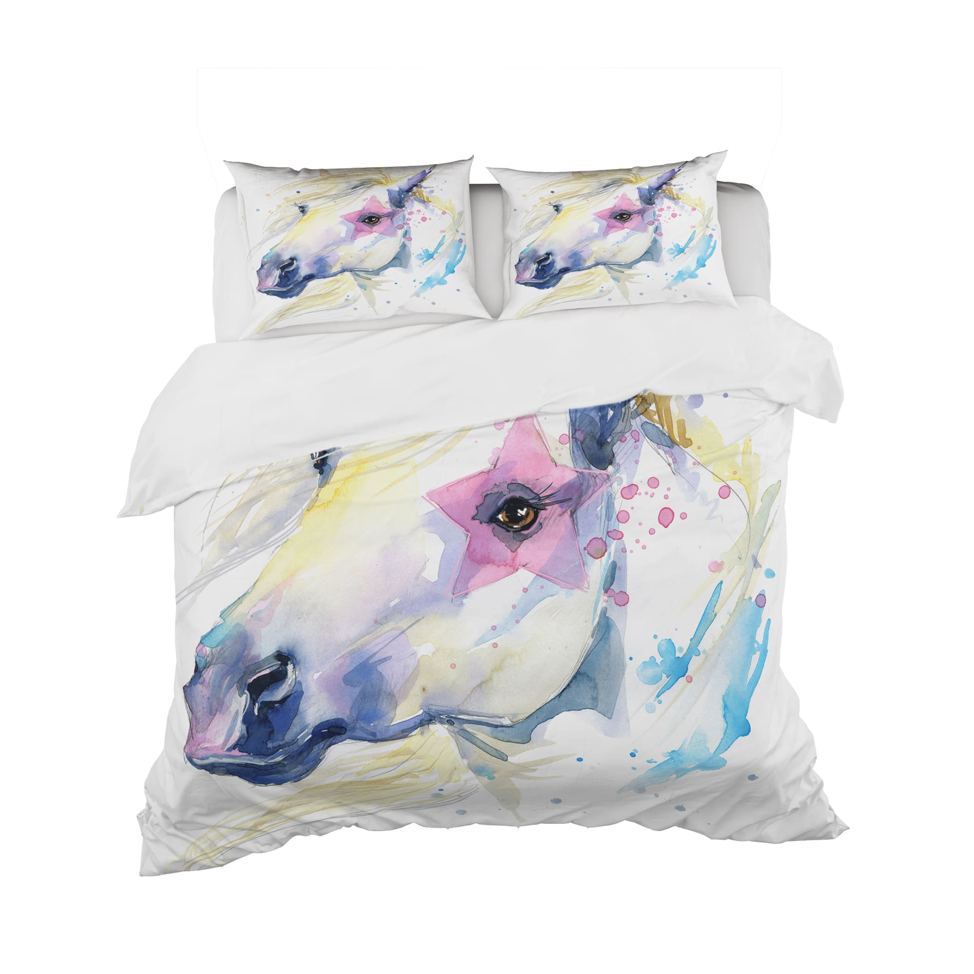Designart 'Horse Illustration with Splash - Modern Duvet Cover Set