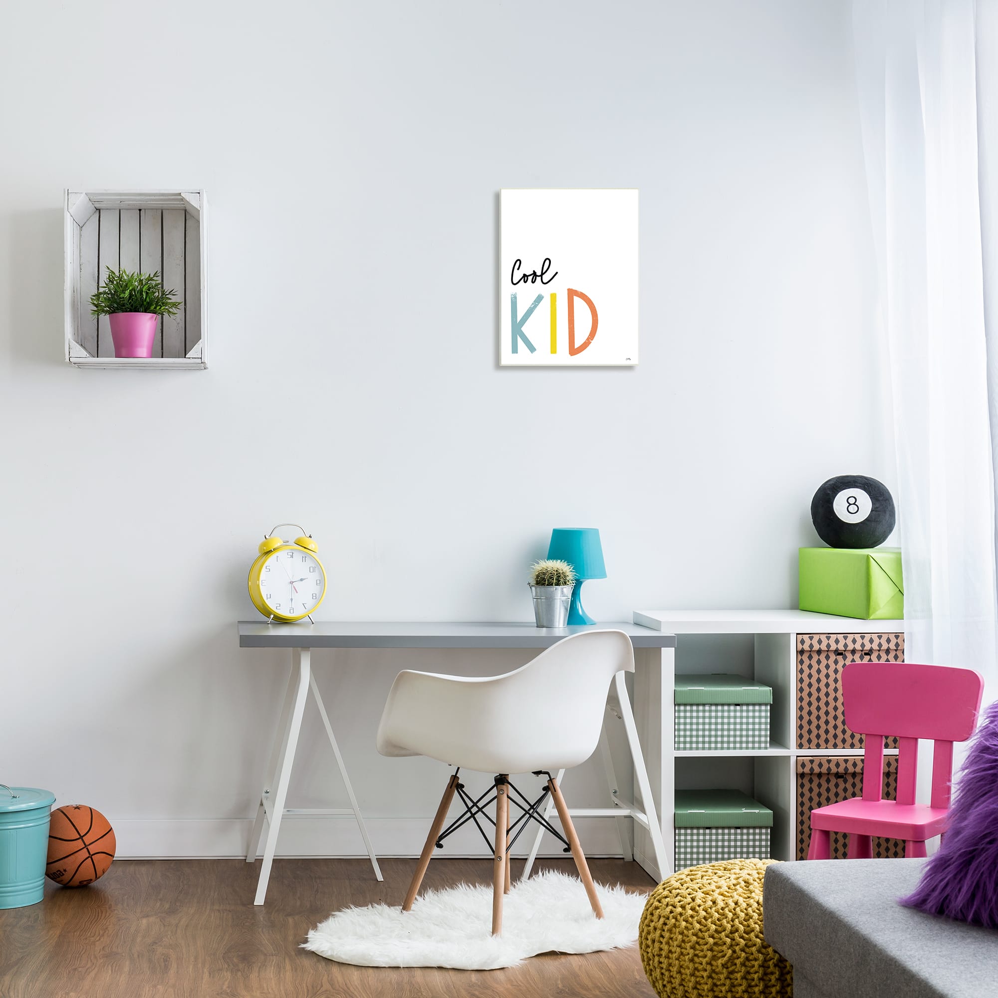 Stupell Industries Cool Kid Text Minimal Red Yellow Blue Typography Wall Plaque
