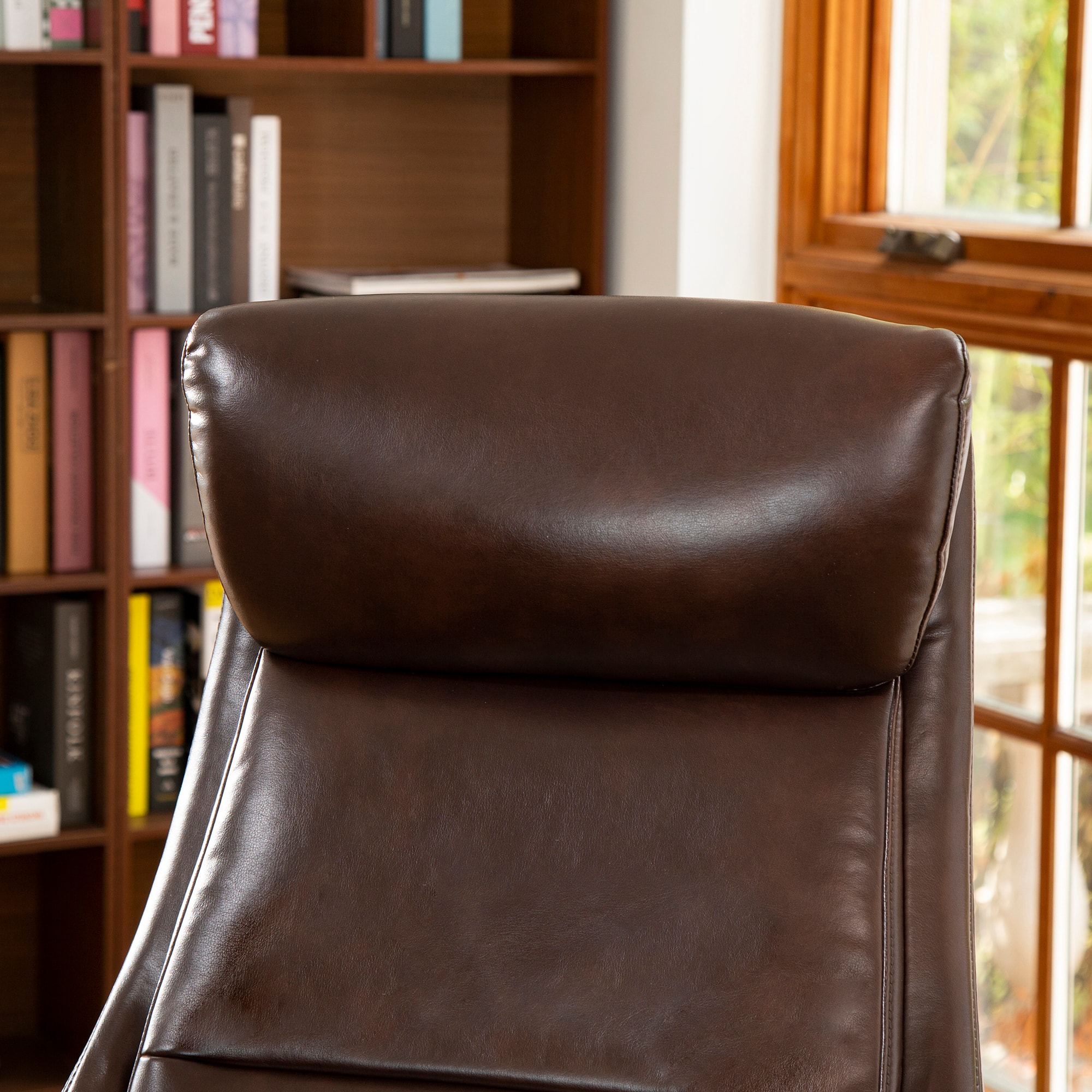 Glitzhome® Mid-Century Modern Faux Leather Adjustable High Back Swivel Office Chair
