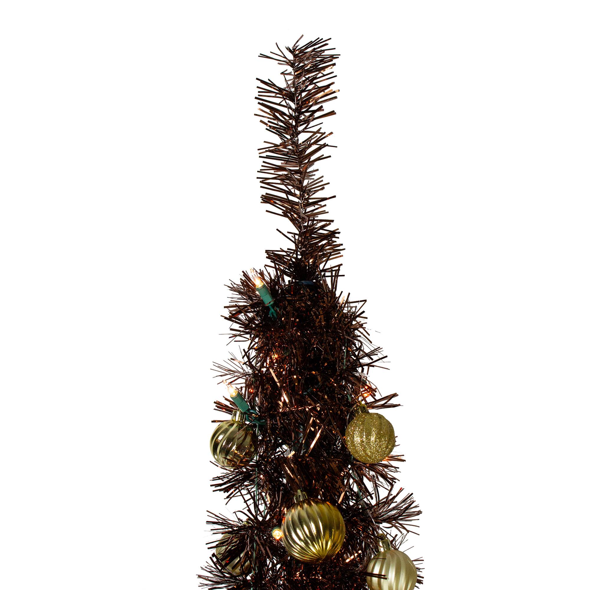 6ft. Pre-Lit Brown Pre-Decorated Pop-Up Artificial Christmas Tree