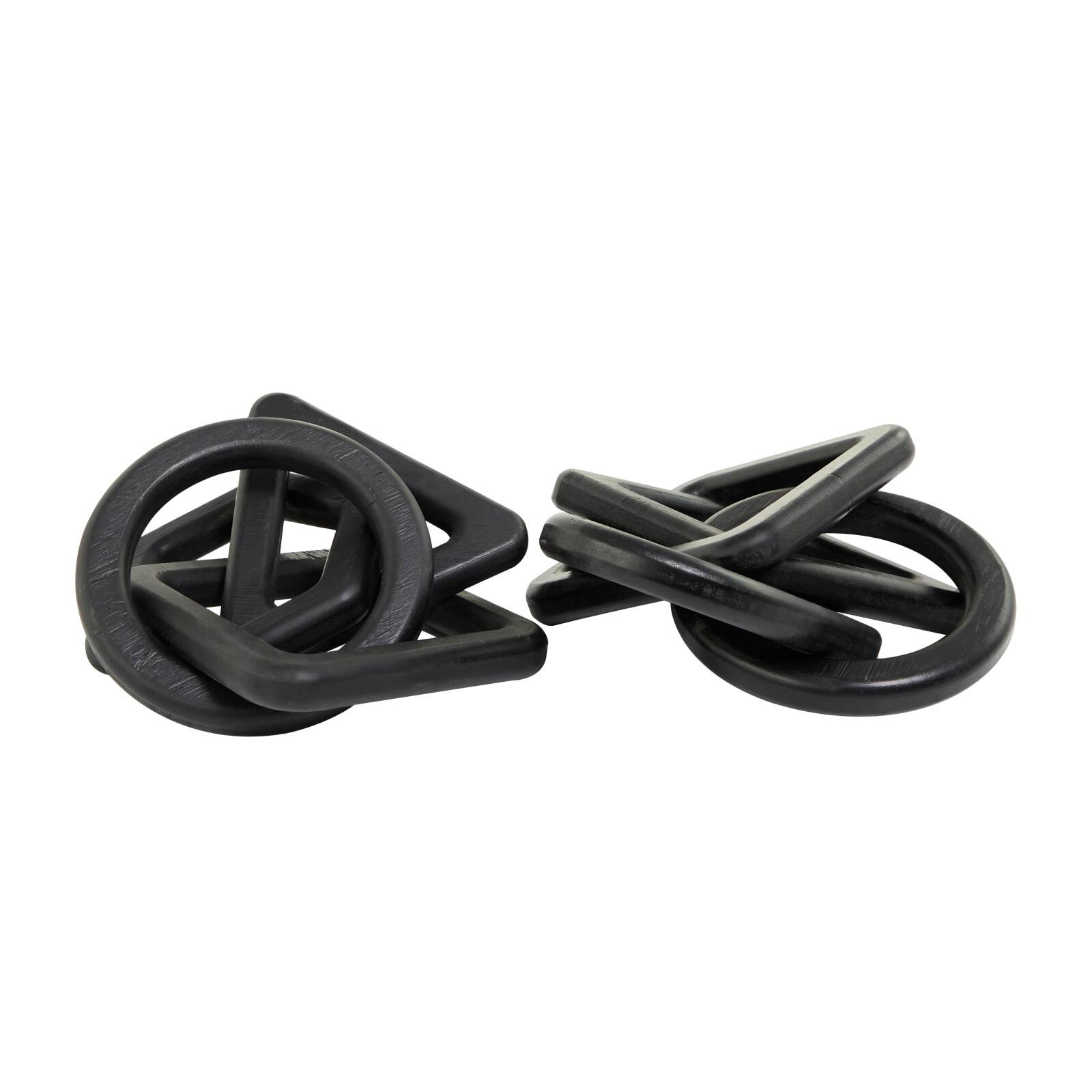 CosmoLiving by Cosmopolitan Black Geometric Wood-Inspired Chain Sculpture Set
