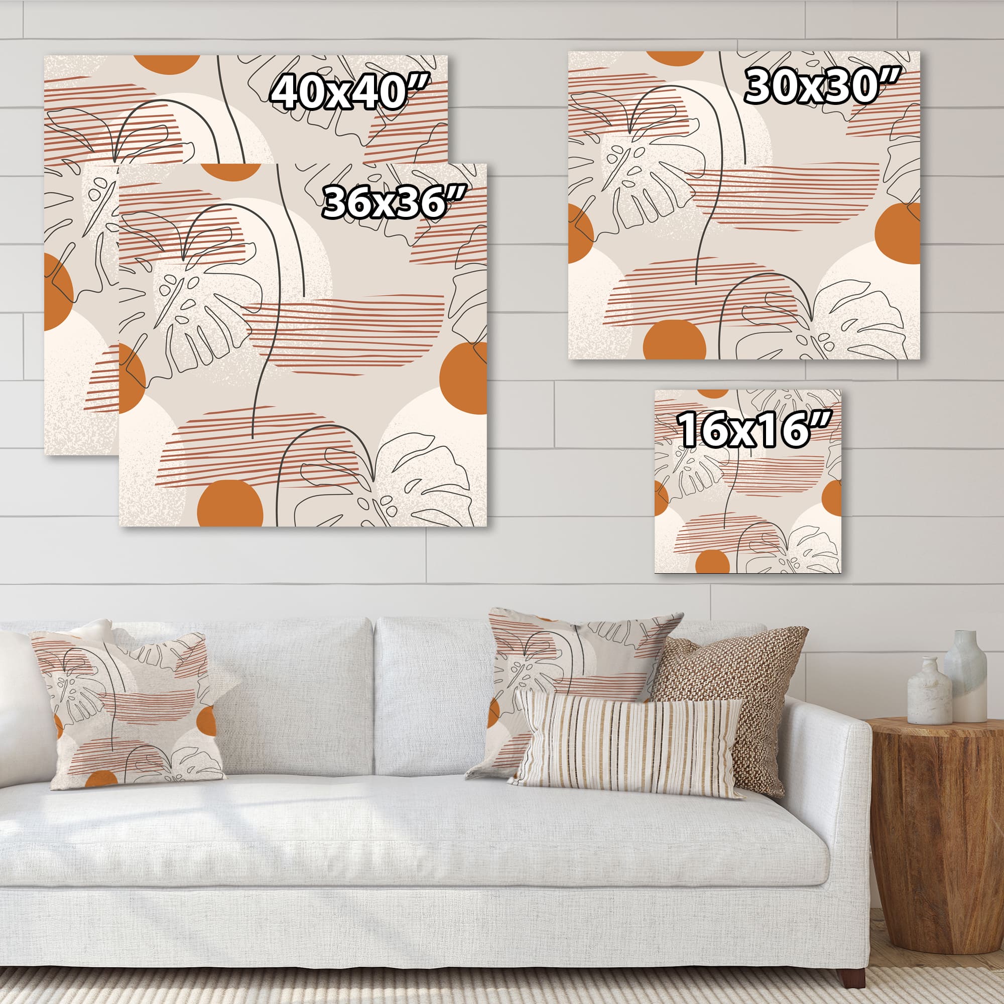 Designart - One Line Art Shapes & Abstract Monstera Leaf