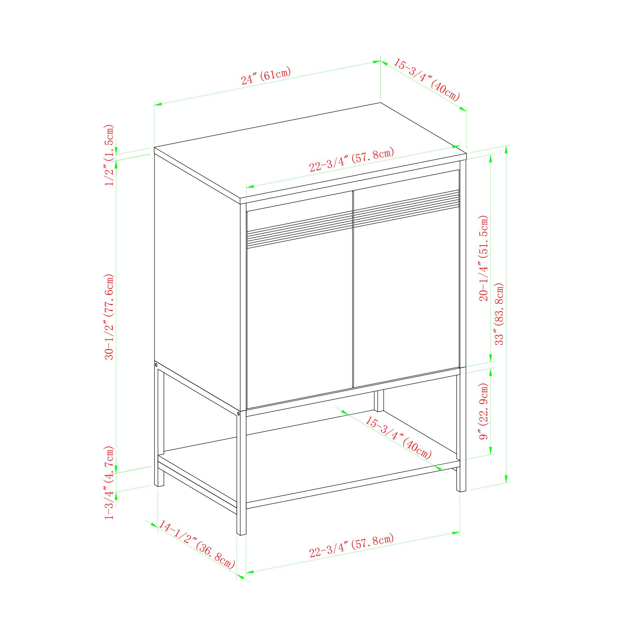 Walker Edison Dark Walnut/White 2 Door Accent Cabinet