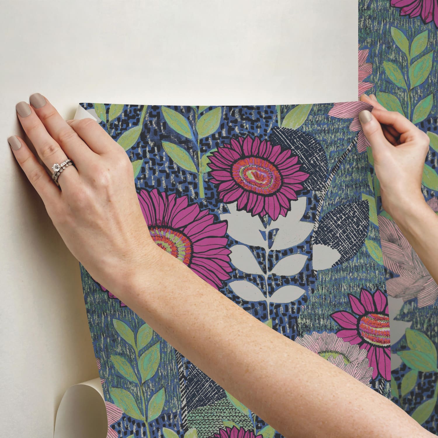 RoomMates Tamara Day Blue Botanical Garden Peel & Stick Wallpaper