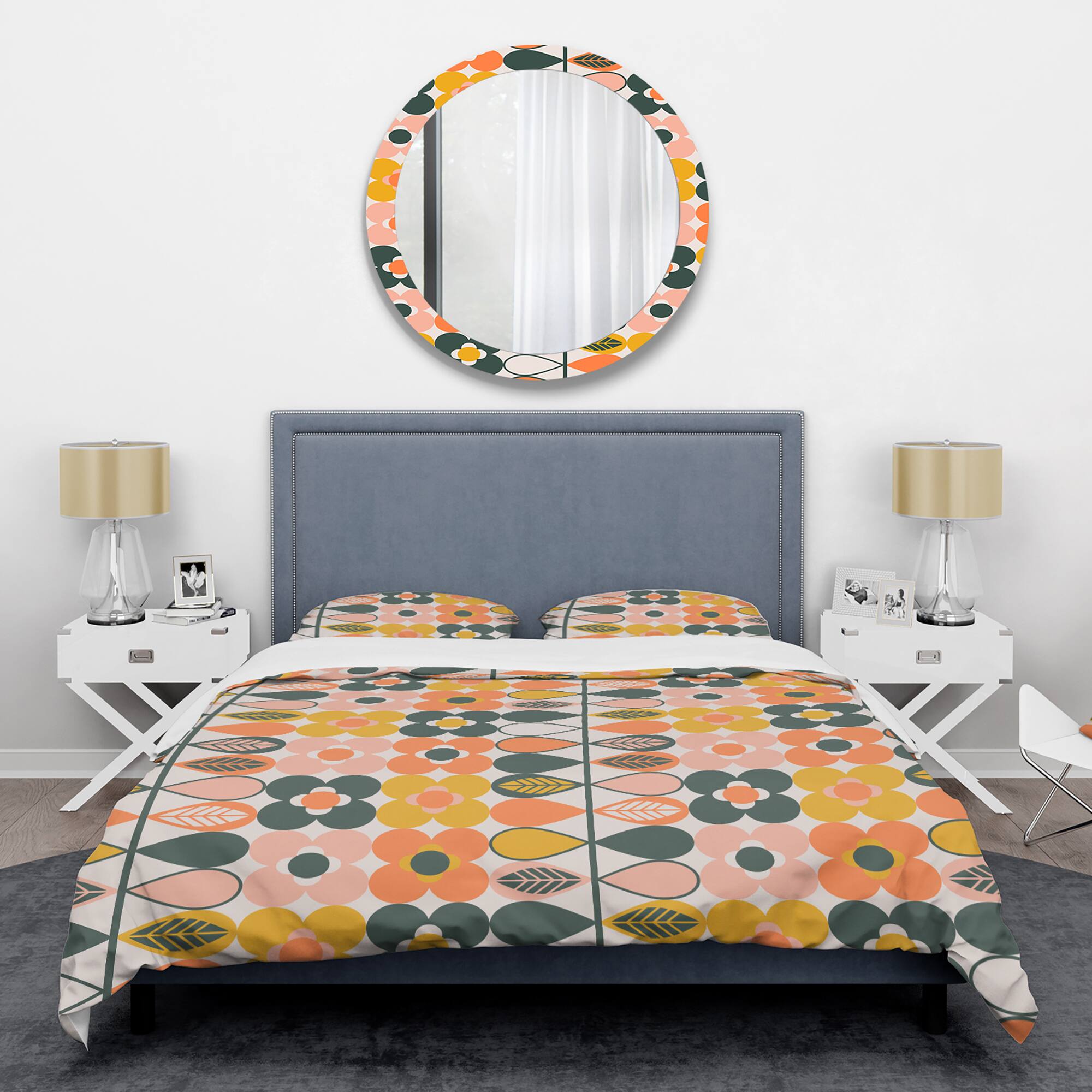 Designart 'Botanical Retro Design I' Mid-Century Duvet Cover Set