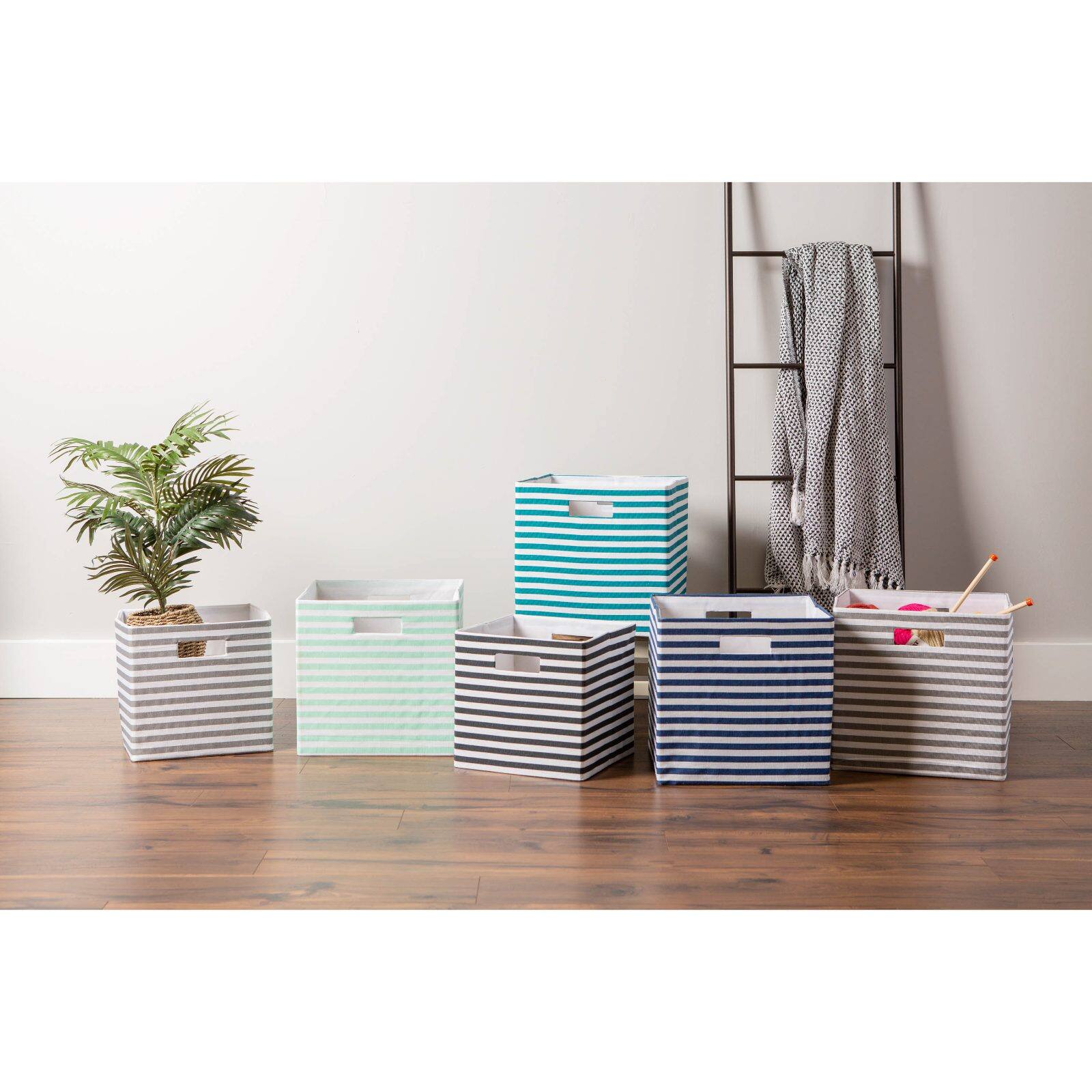 DII® 13" Black Pinstripe Storage Cube