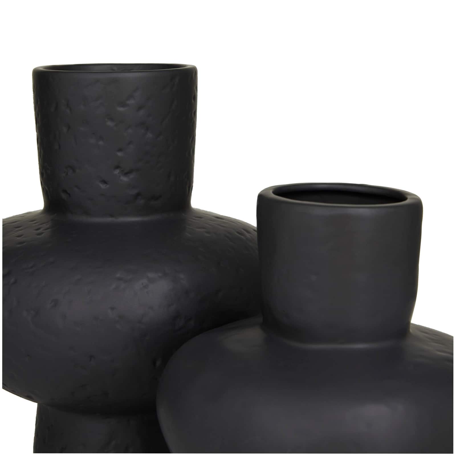 CosmoLiving by Cosmopolitan Black Ceramic Gourd Style Vase Set of 2 11", 9"