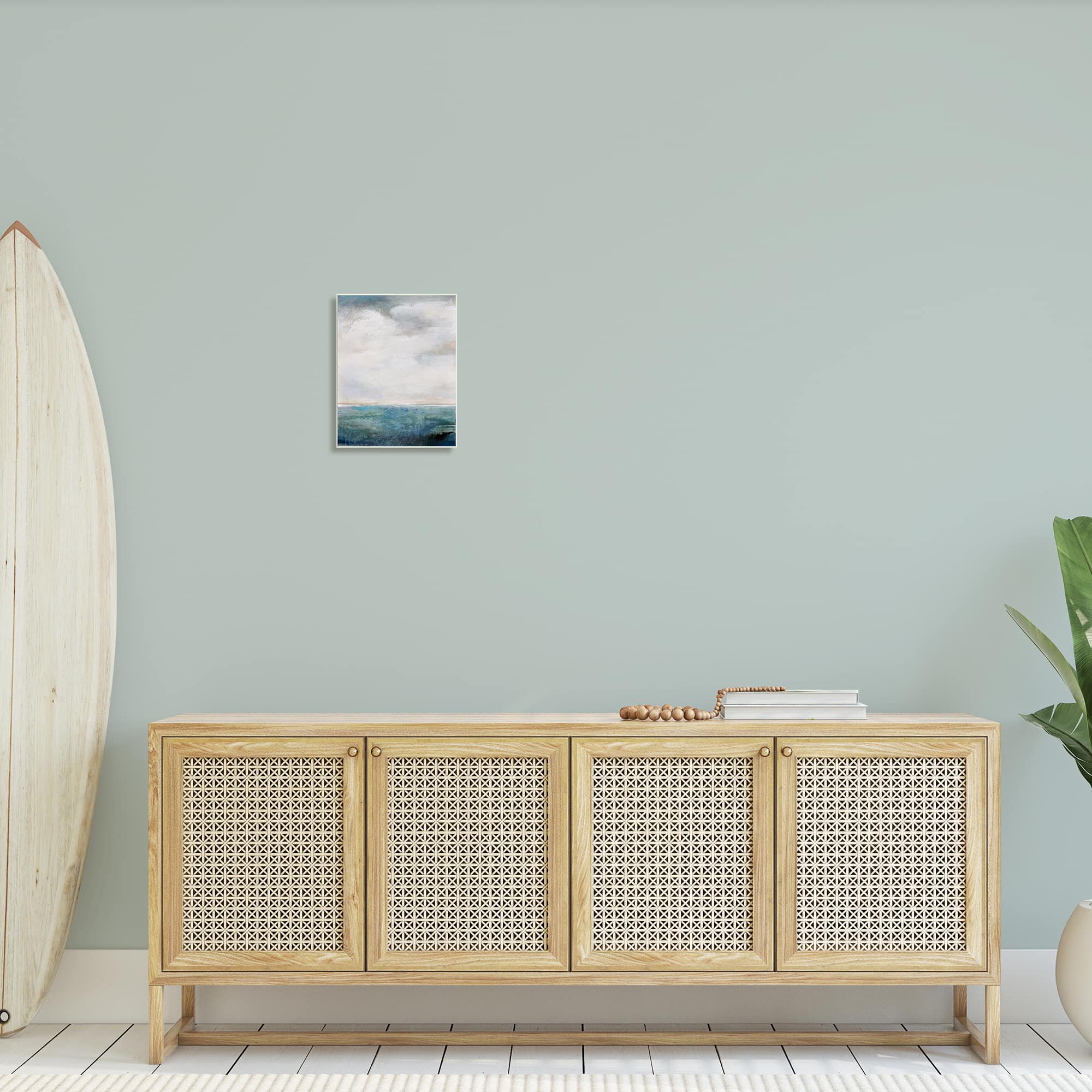 Stupell Industries Abstract Ocean Horizon Line Nautical Water Cloudy Sky Wood Wall Plaque