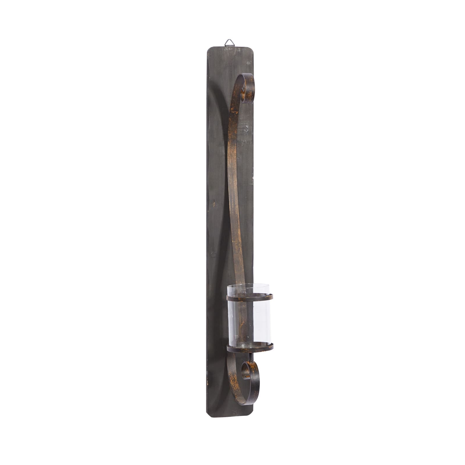 Black Iron Rustic Candle Wall Sconce, 36" x 8" x 5"