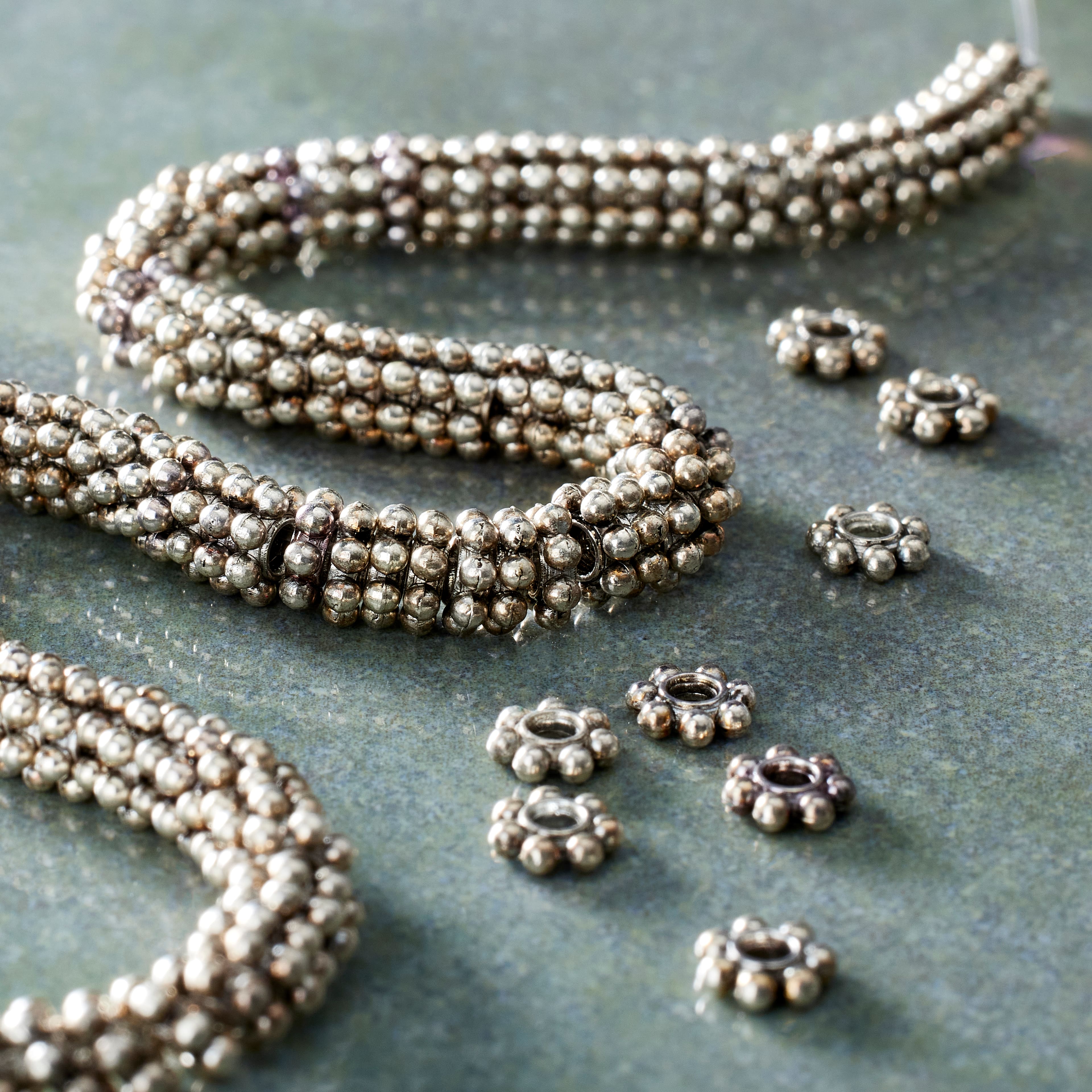 12 Pack: Silver Plated Small Dot Rondelle Beads, 6mm by Bead Landing™