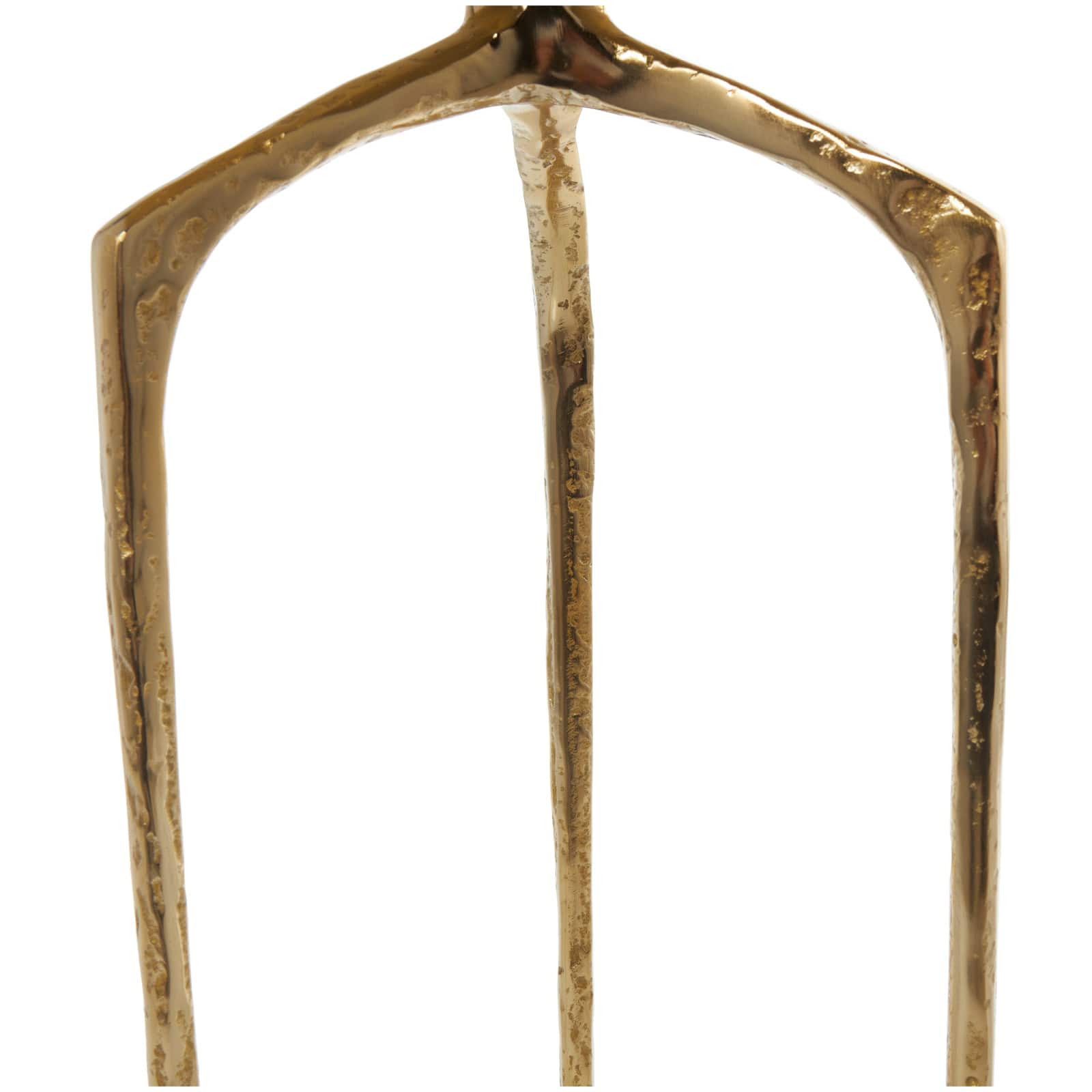 Gold Aluminum Geometric Slim Textured Accent Table
