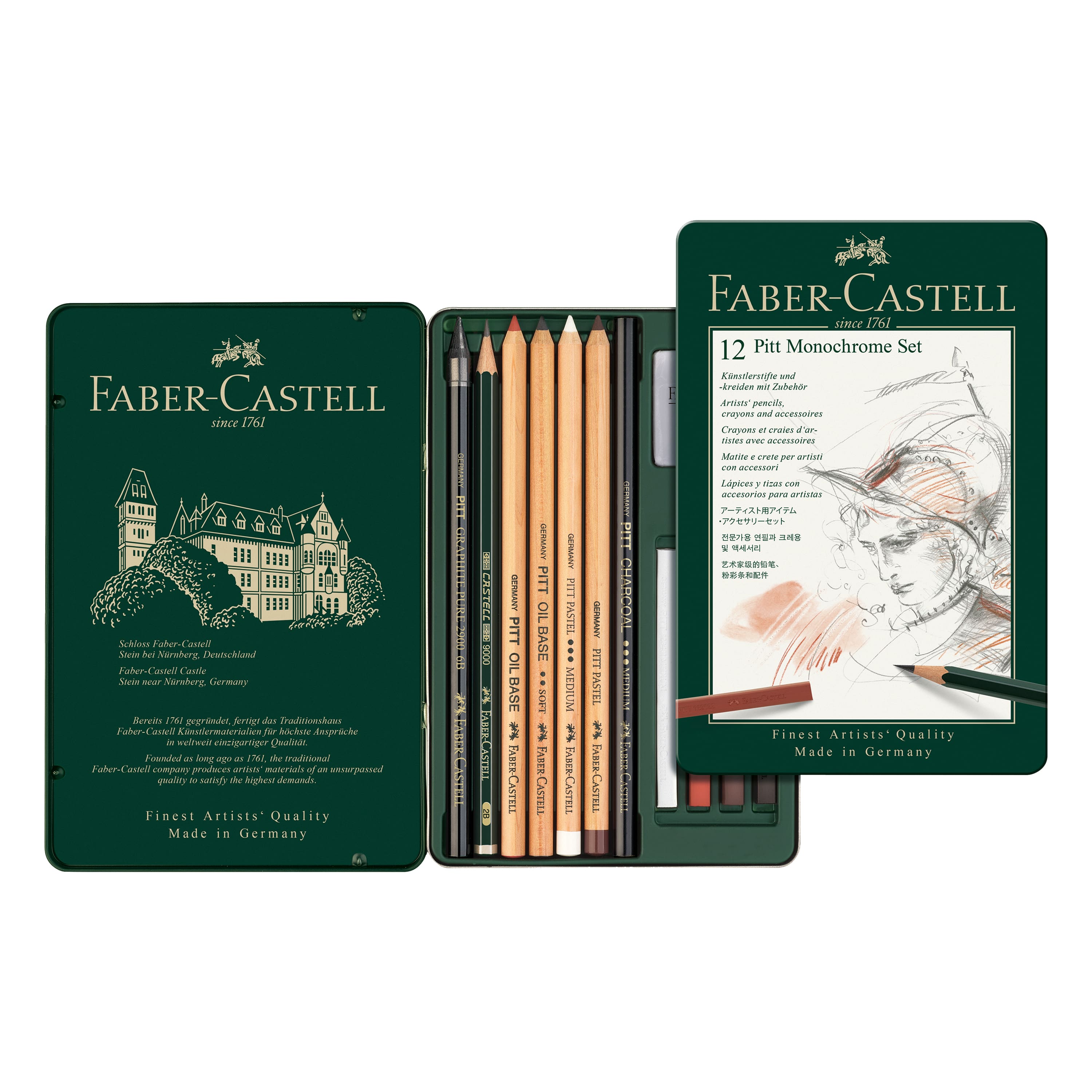 Faber-Castell Pitt 12 Color Monochrome Pencil Set