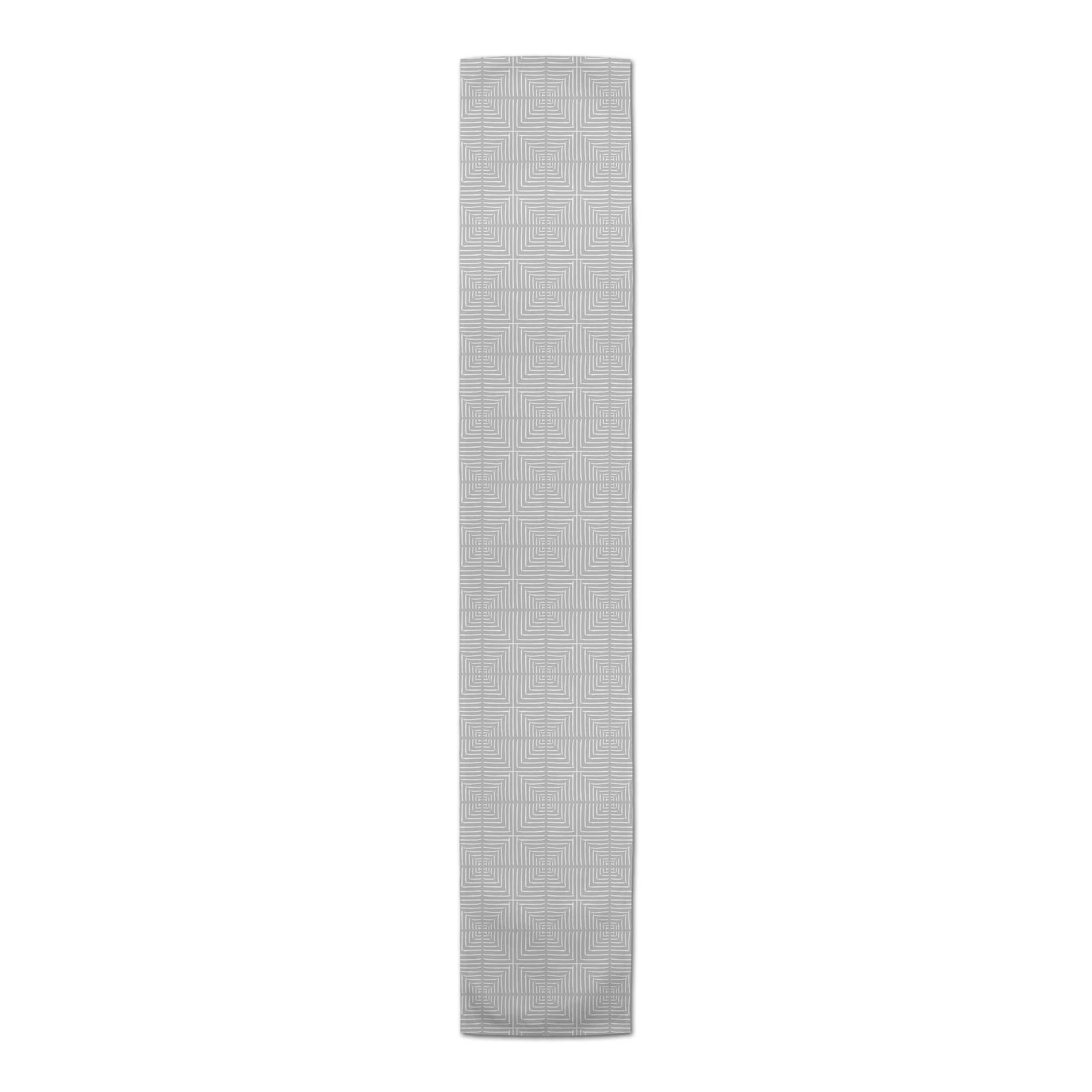 90" Gray Geometric Diamonds Cotton Twill Runner