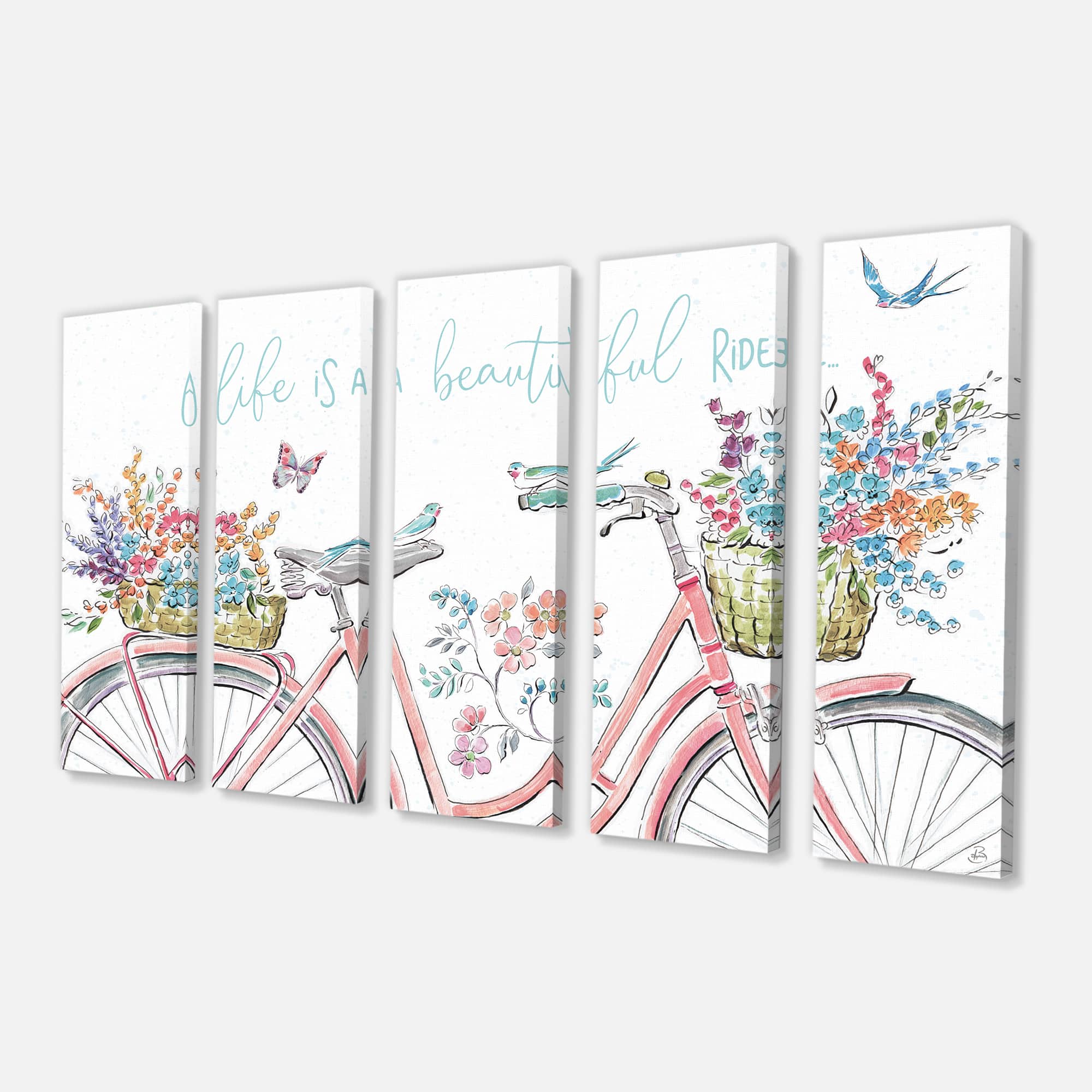 Designart - Spring Bike Bouquet - French Country Canvas Artwork