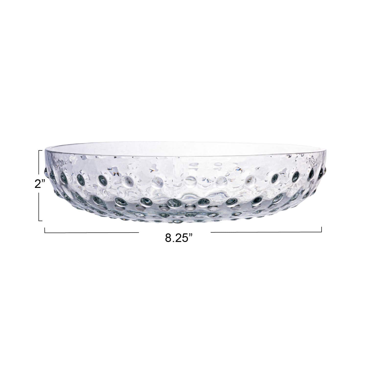 Hello Honey® 8.25" Clear Hobnail Low Round Glass Bowl