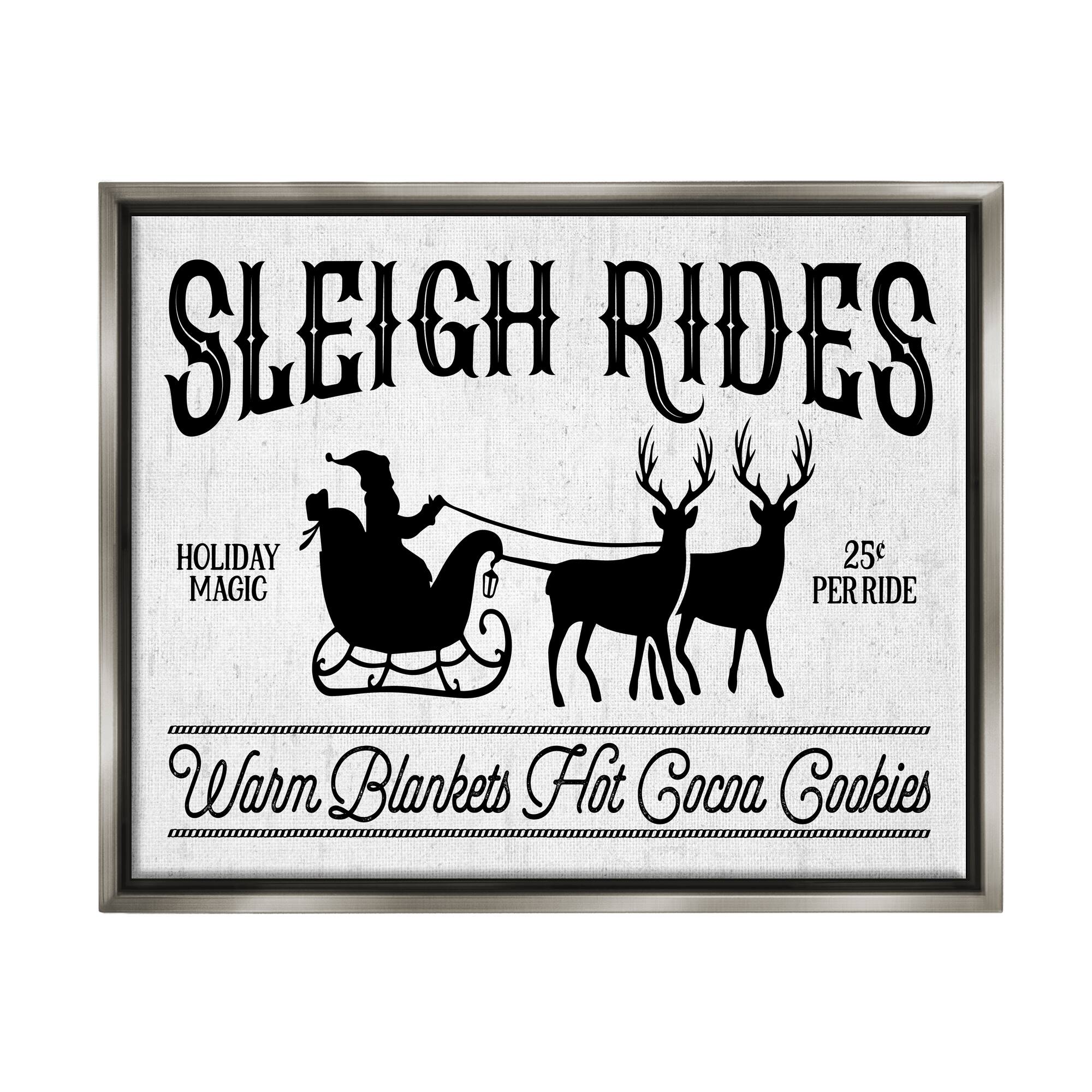 Stupell Industries Sleigh Rides Vintage Santa Claus Framed Floater Canvas Wall Art